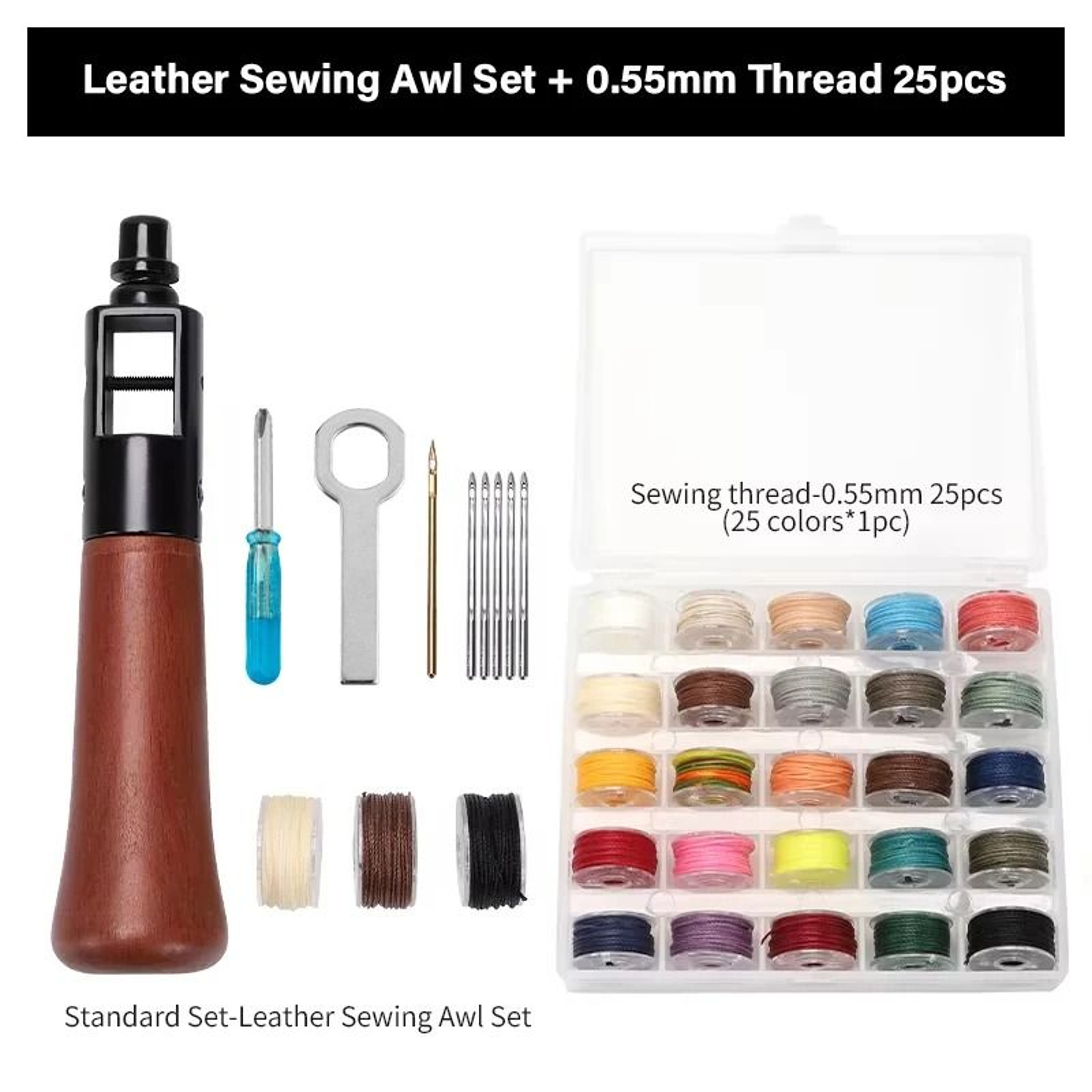 Handheld Leather Stitching Awl  Professional Hand Sewing  Repair Kit 10