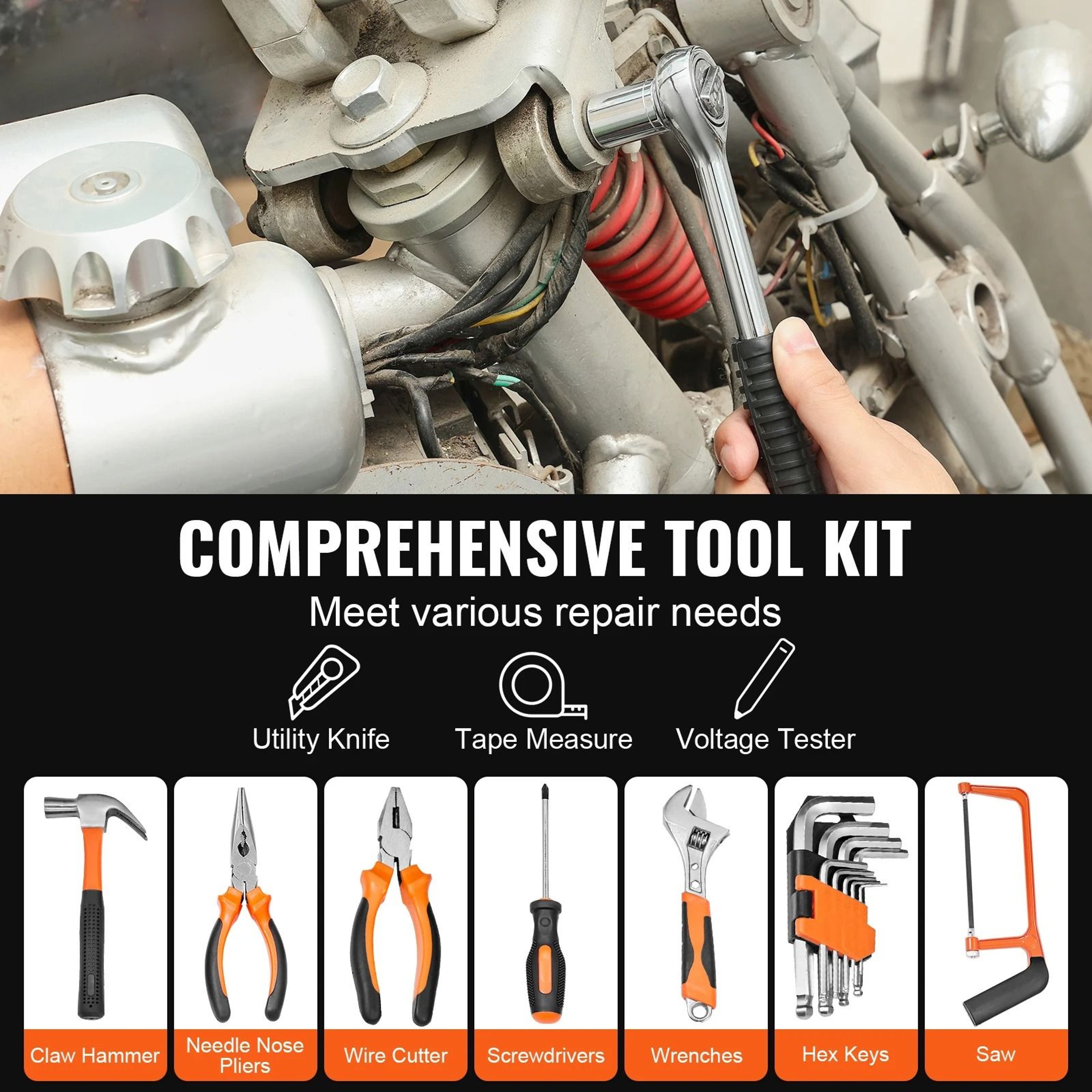 General Home Repair Tool Kit  Portable MultiPurpose Hardware Set 5