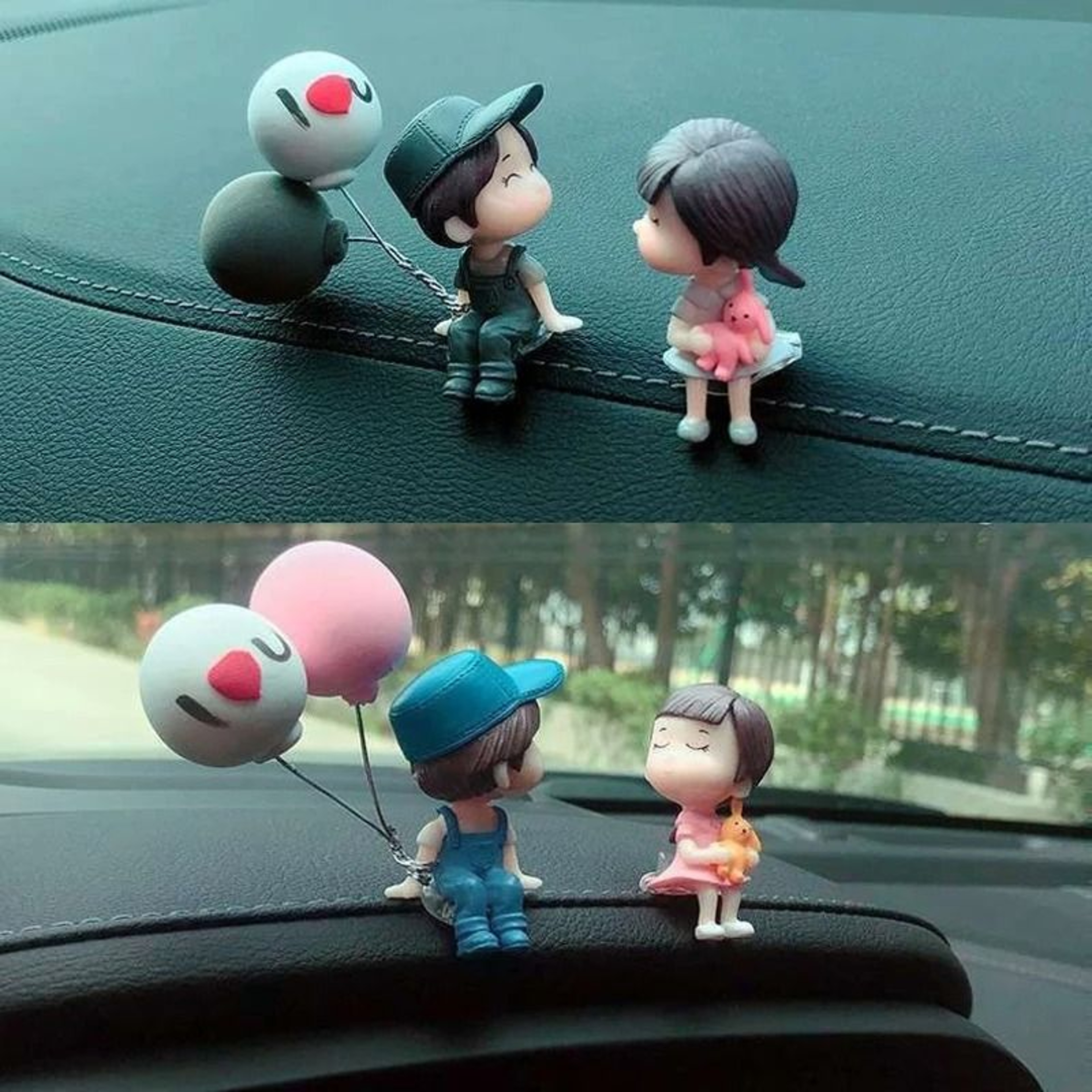 Romantic Sweet Couple Car Dashboard  Interior Ornament Set 4