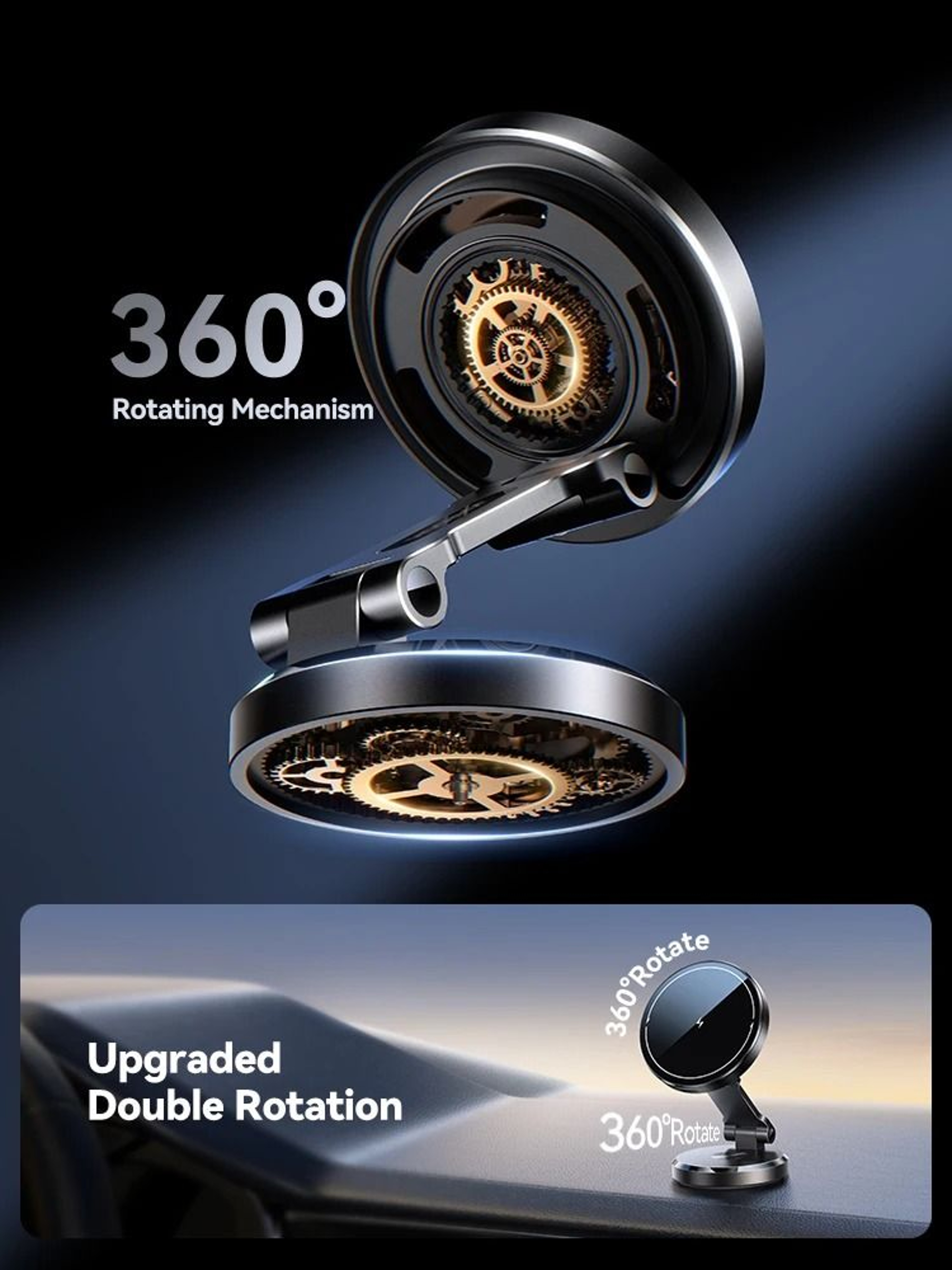 Magnetic Car Mount Wireless Charger  15W Fast Charging Rotatable Panel 2