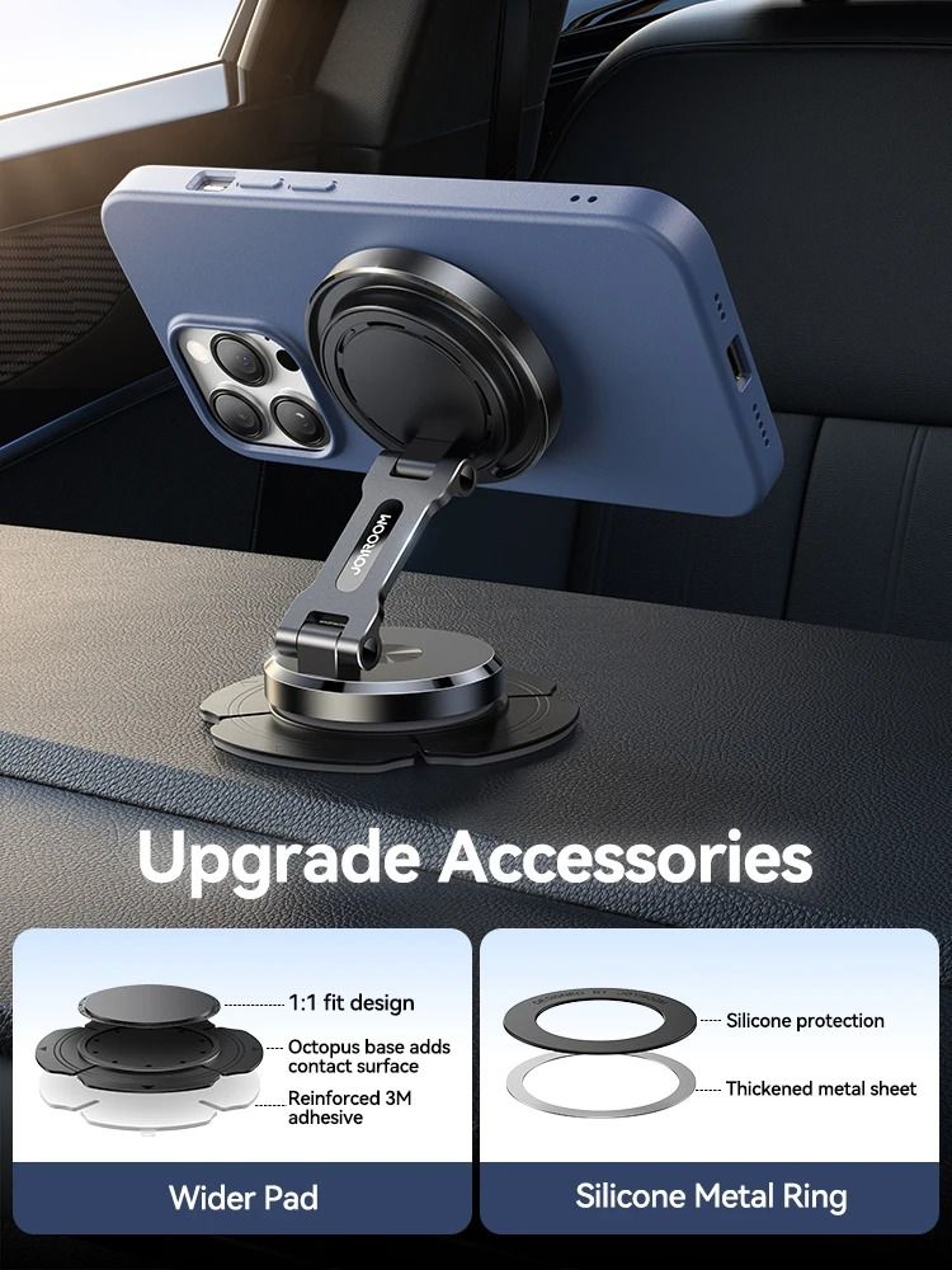 Magnetic Car Mount Wireless Charger  15W Fast Charging Rotatable Panel 3