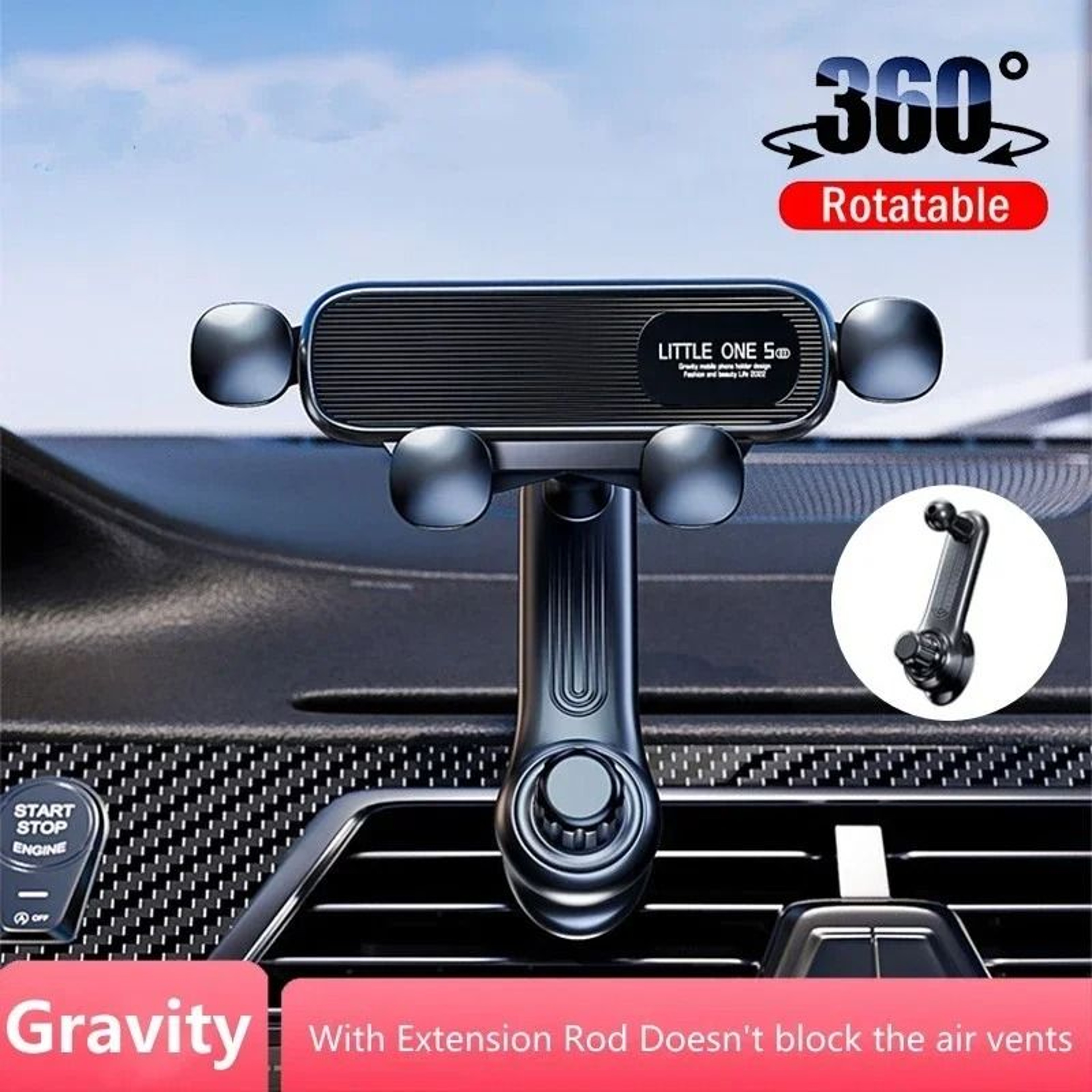 360 Rotation Gravity Car Phone Holder  Automatic Air Vent Mount 1