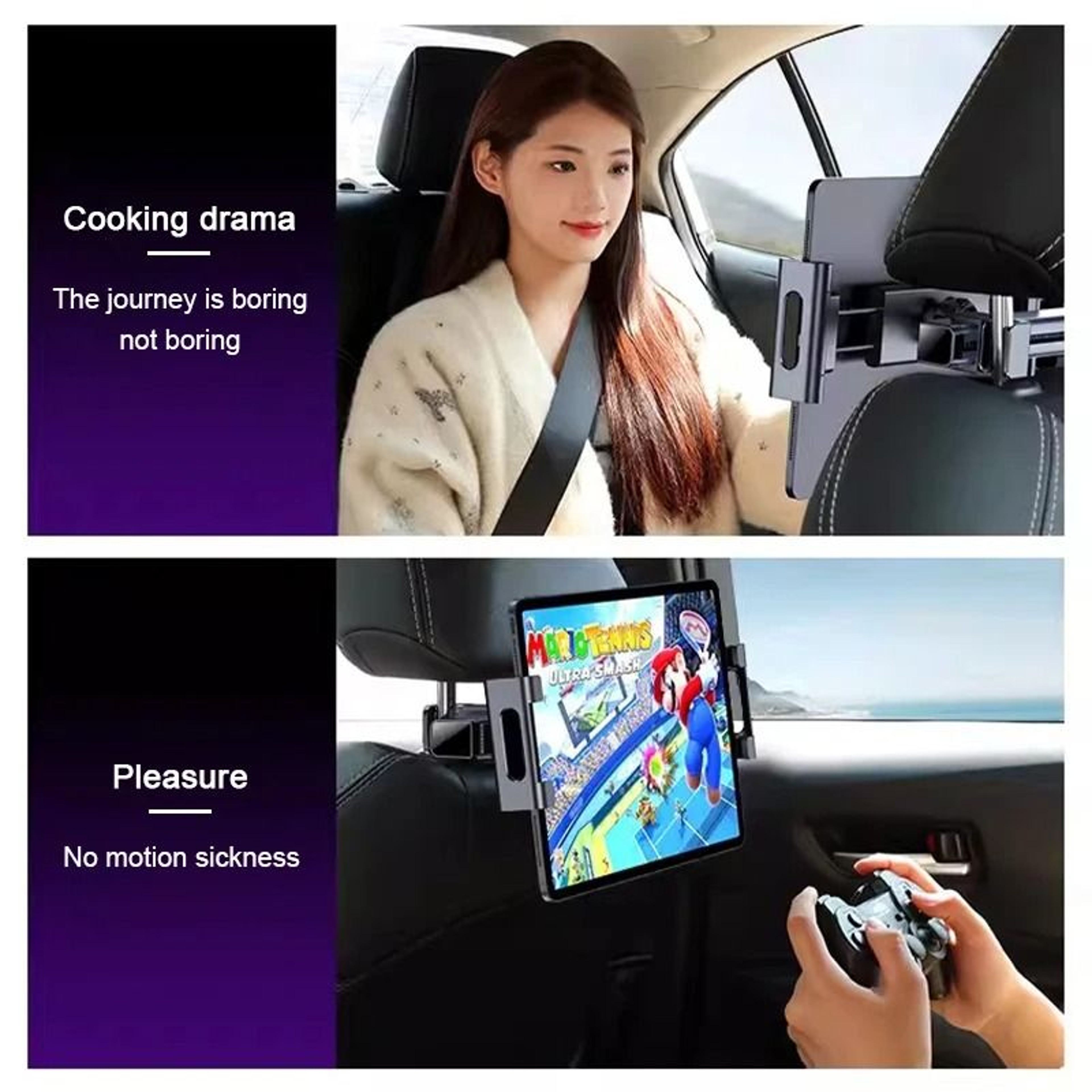 Telescopic Car Headrest Mount  AntiShake Tablet And Phone Holder 4