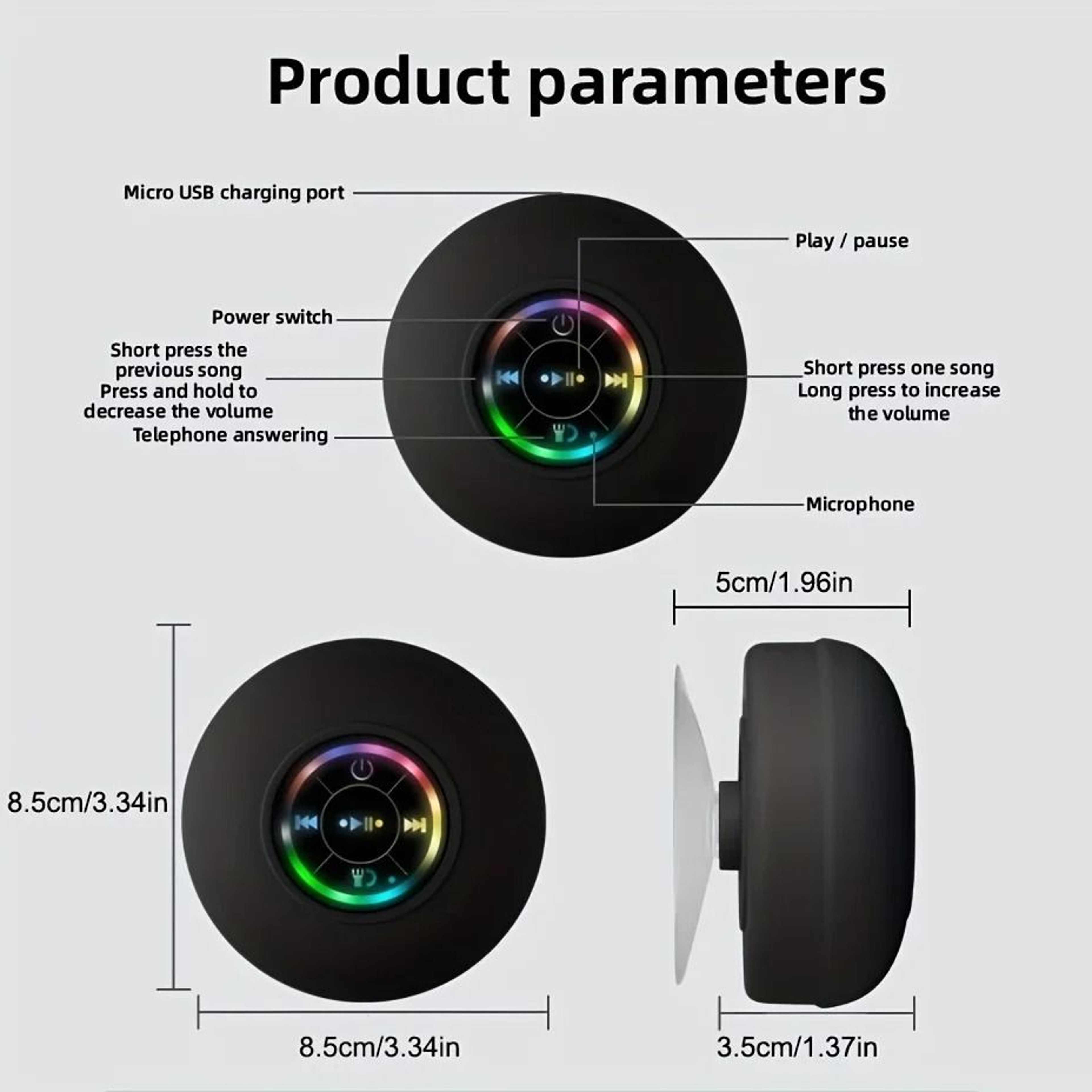 Waterproof Bluetooth Speaker  HighImpact Bathroom  Outdoor Suction Mount 1