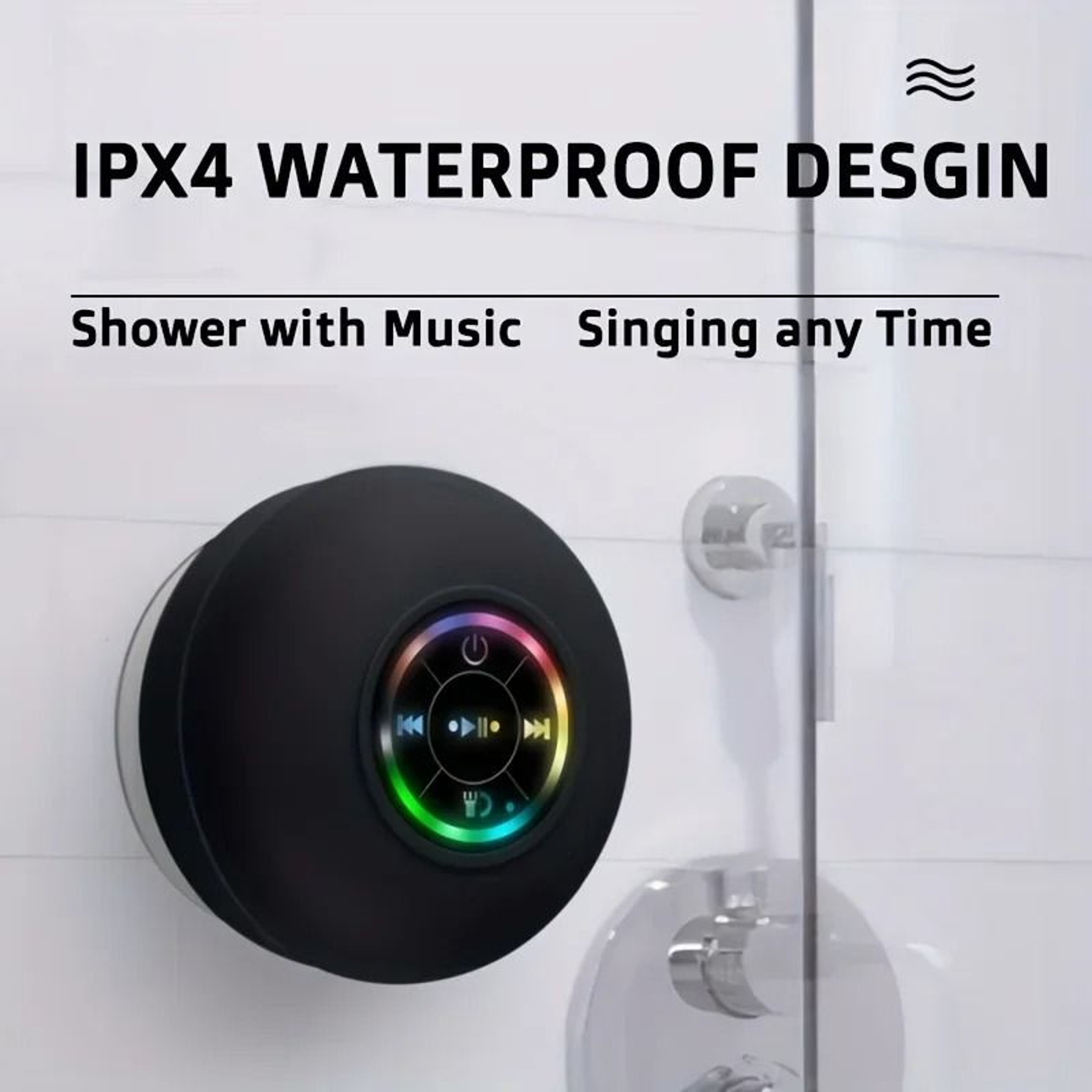 Waterproof Bluetooth Speaker  HighImpact Bathroom  Outdoor Suction Mount 2