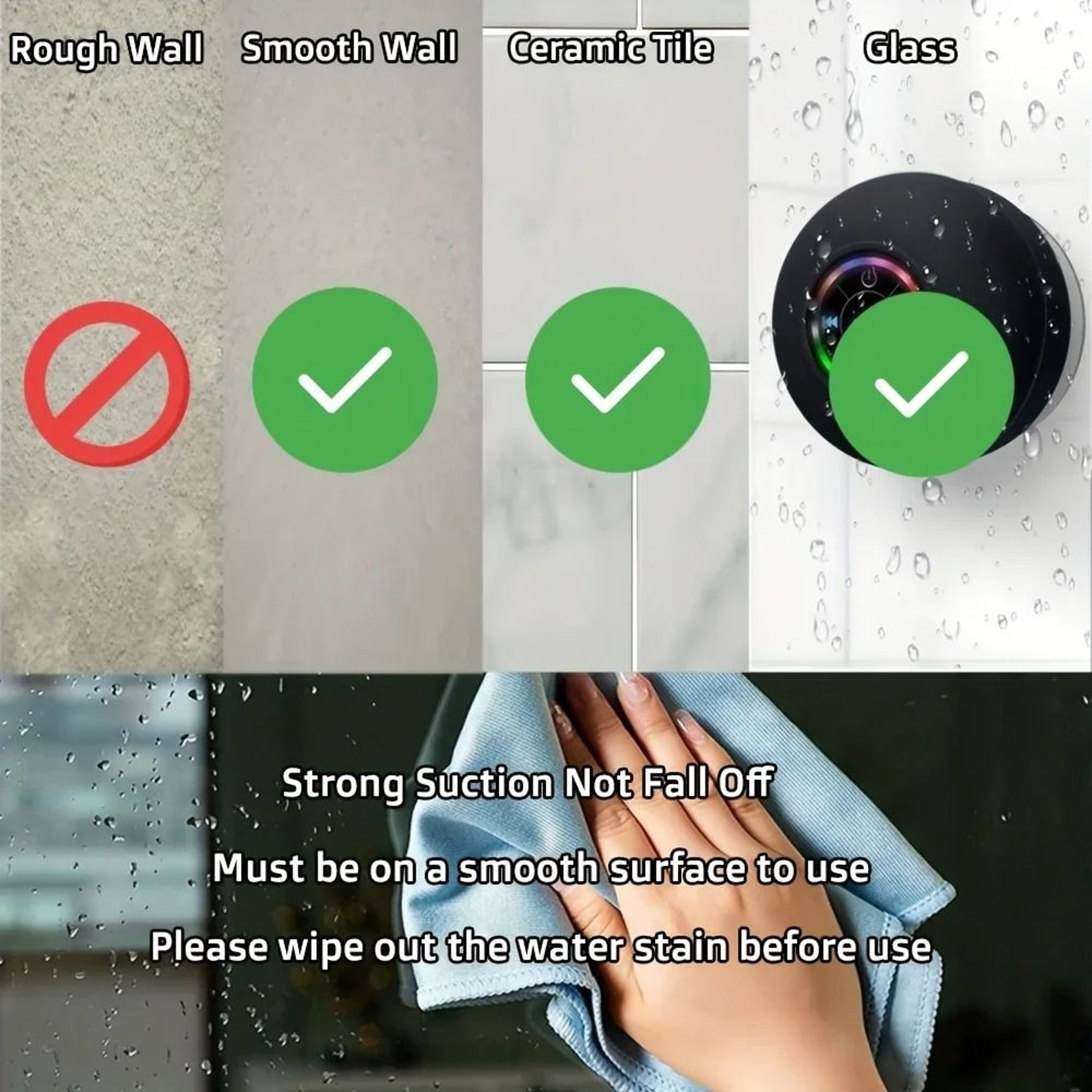 Waterproof Bluetooth Speaker  HighImpact Bathroom  Outdoor Suction Mount 4