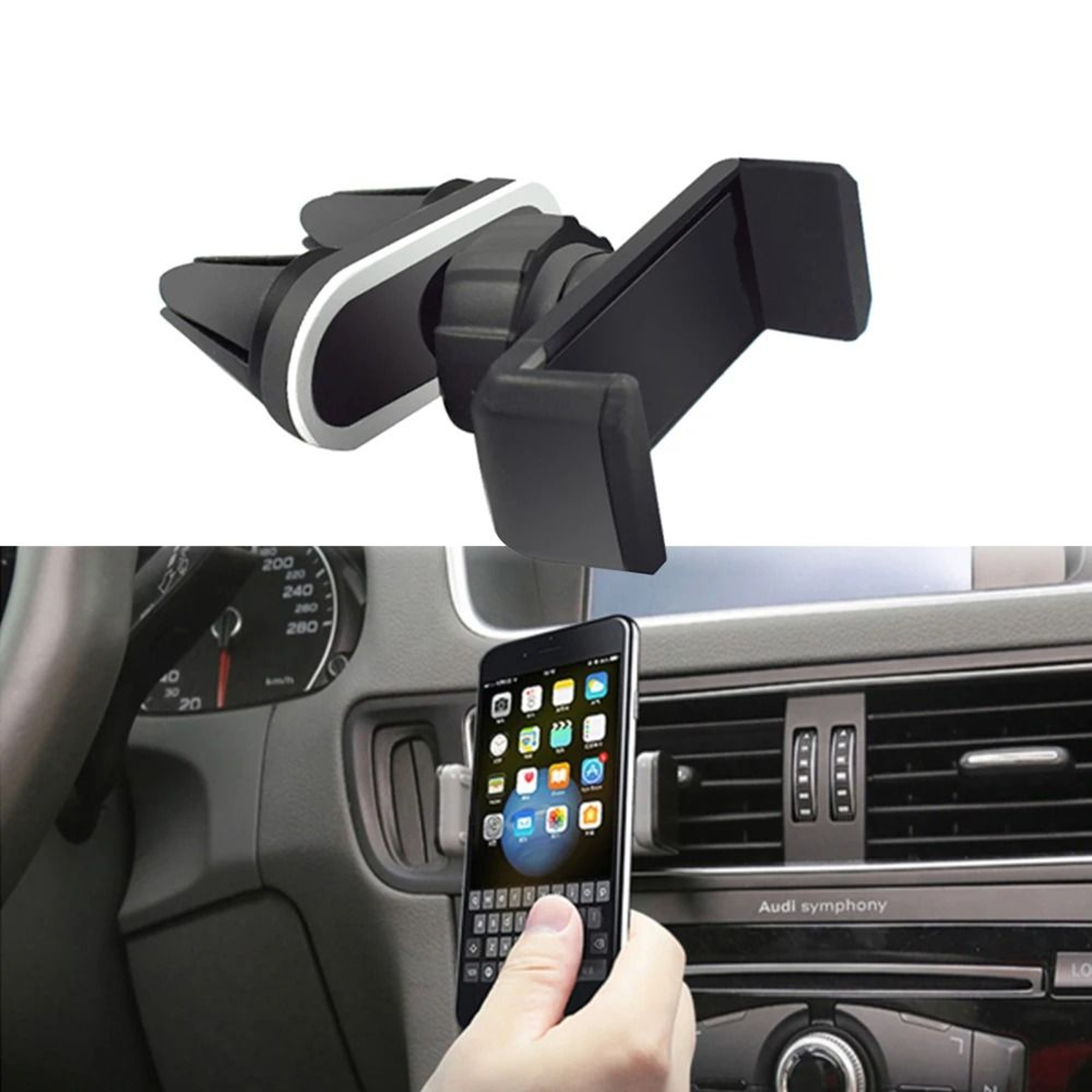 DualClip Air Vent Car Mount  Universal 360 Rotating Smartphone Cradle 0