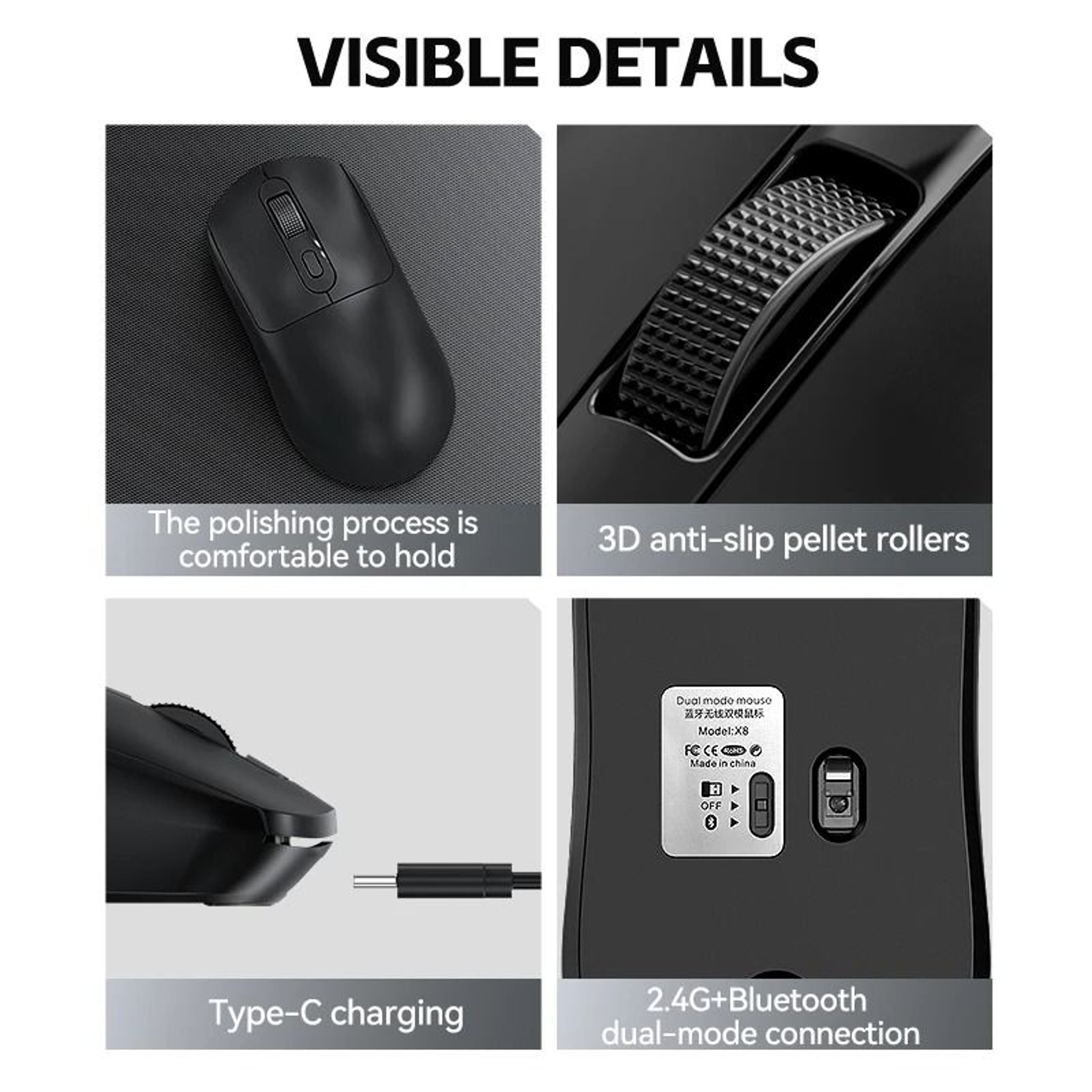 Ergonomic RGB Silent Wireless Office Mouse 4