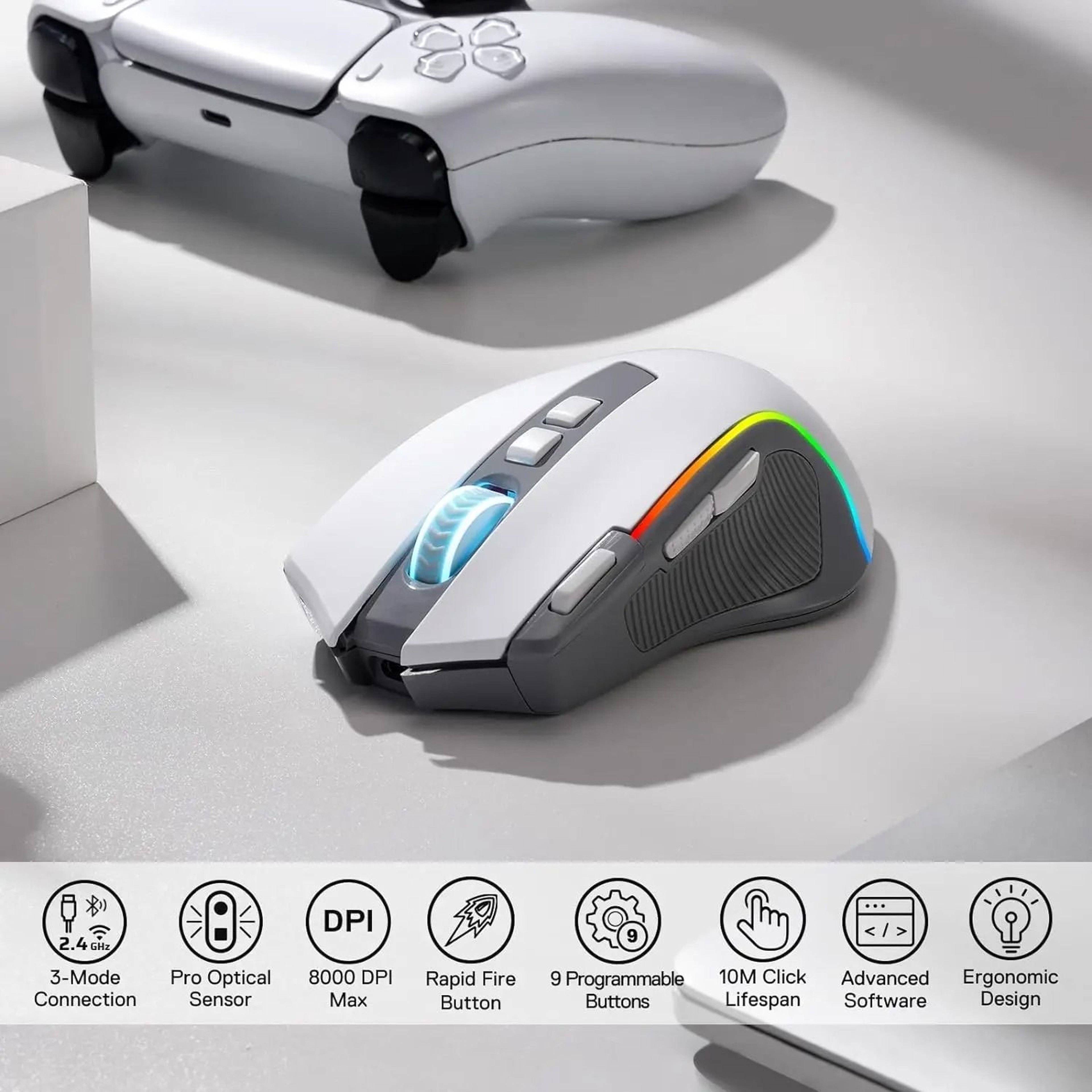 TriMode 9Button Wireless Gaming Mouse 2
