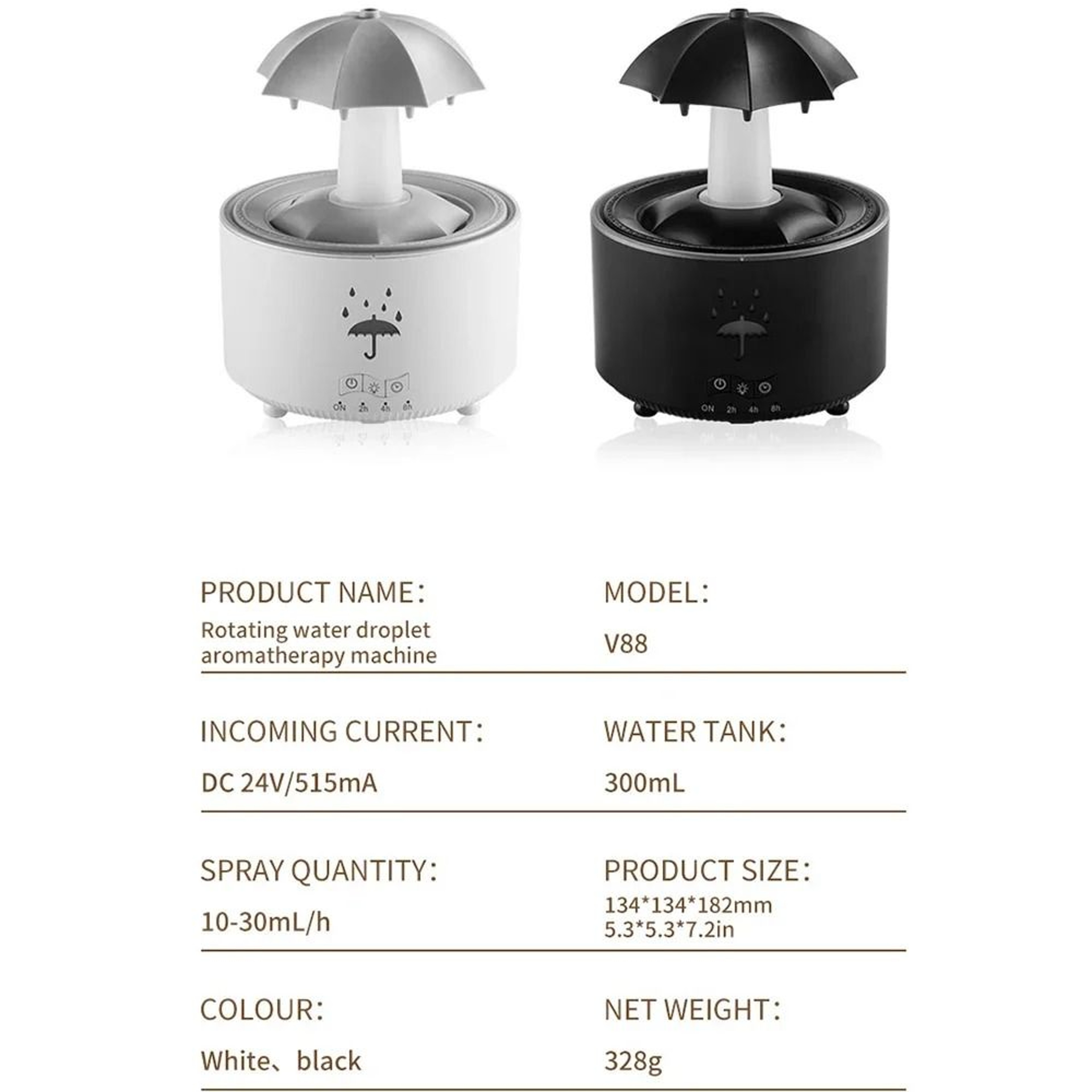 Serene Umbrella Raindrop Air Humidifier  Colorful Mist  Essential Oil Diffuser 6