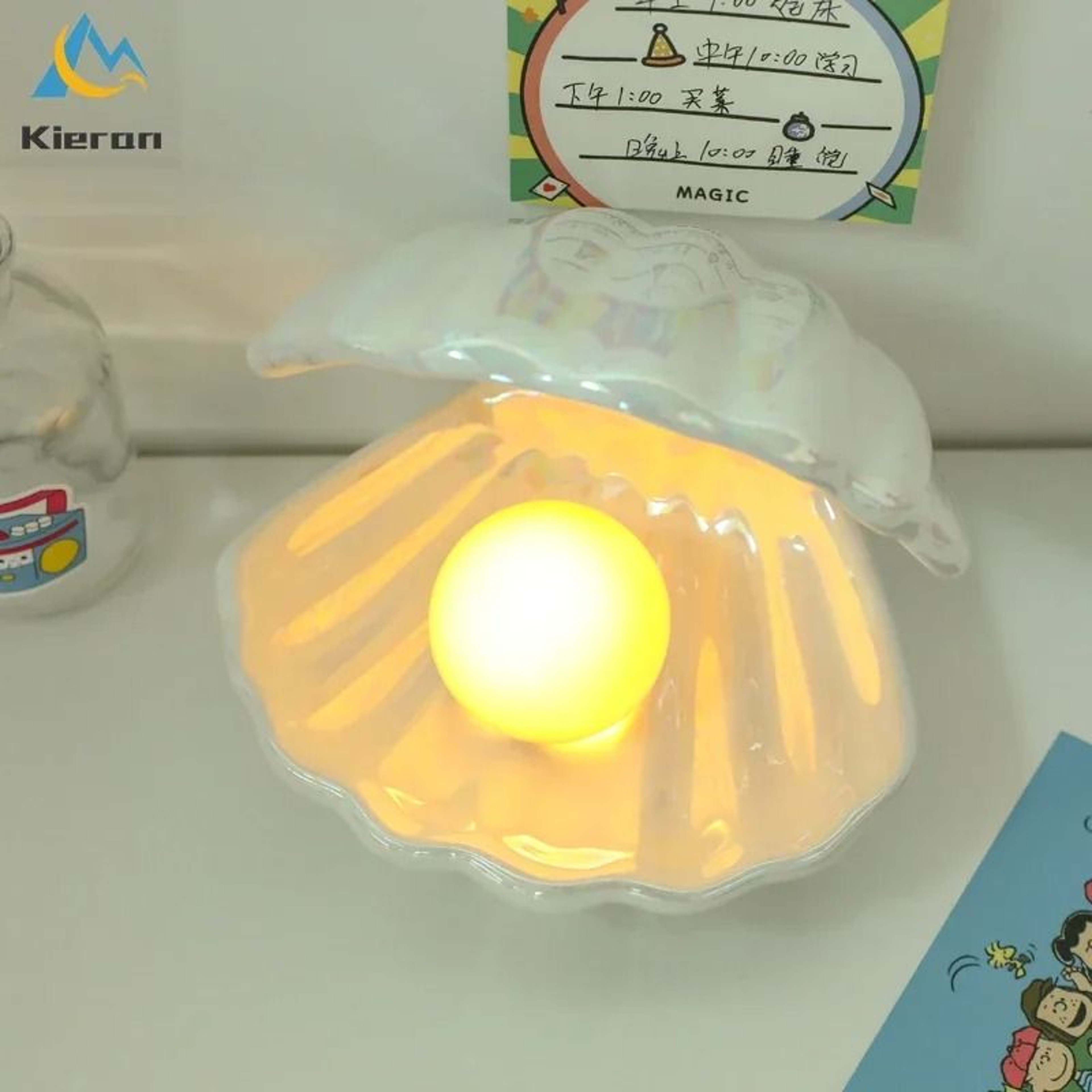 Gemini Said Nordic Ceramic Shell  Pearl LED Lamp  Modern Desktop Night Light 2