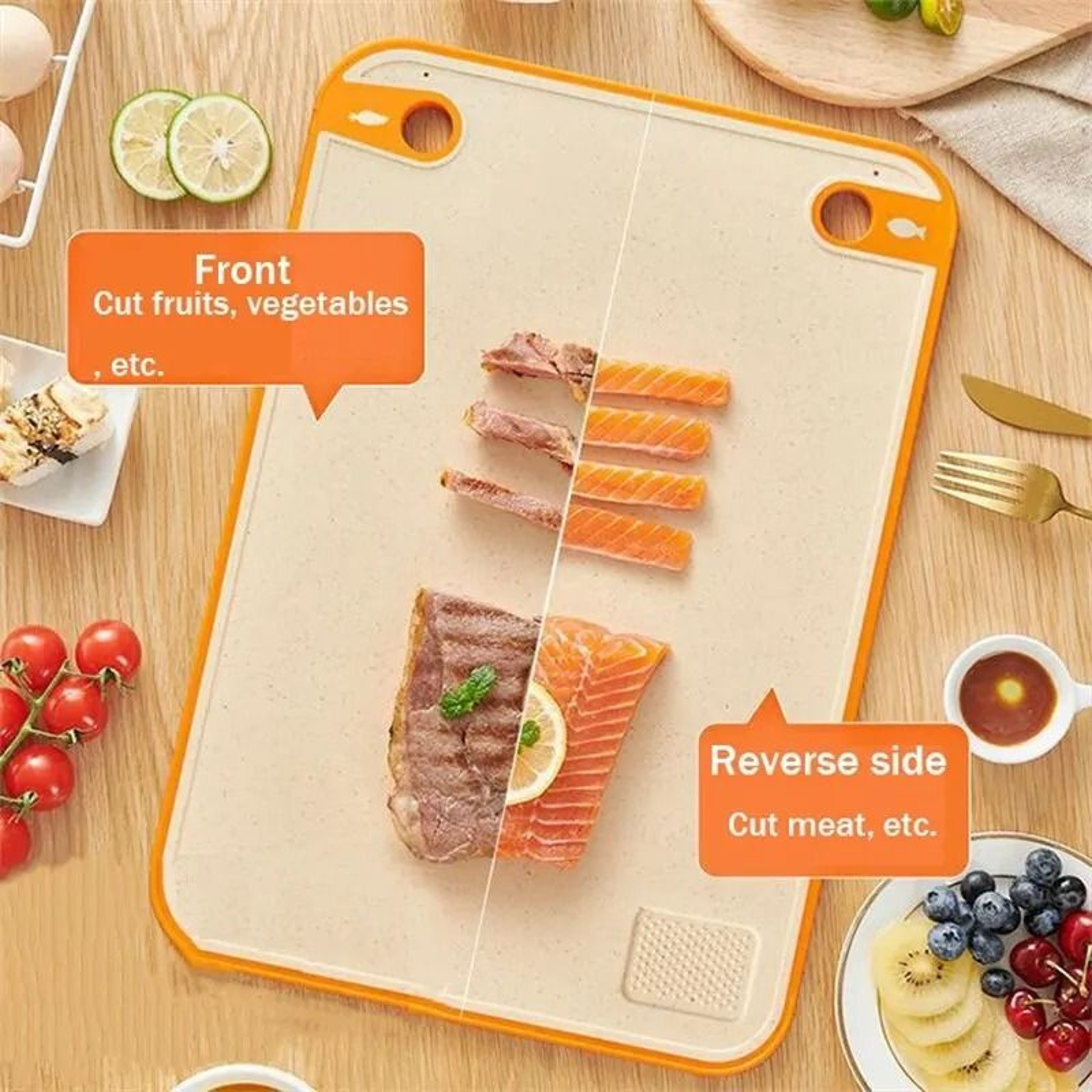 EcoFriendly Wheat Straw Cutting Board  DoubleSided Antibacterial Prep Surface 2