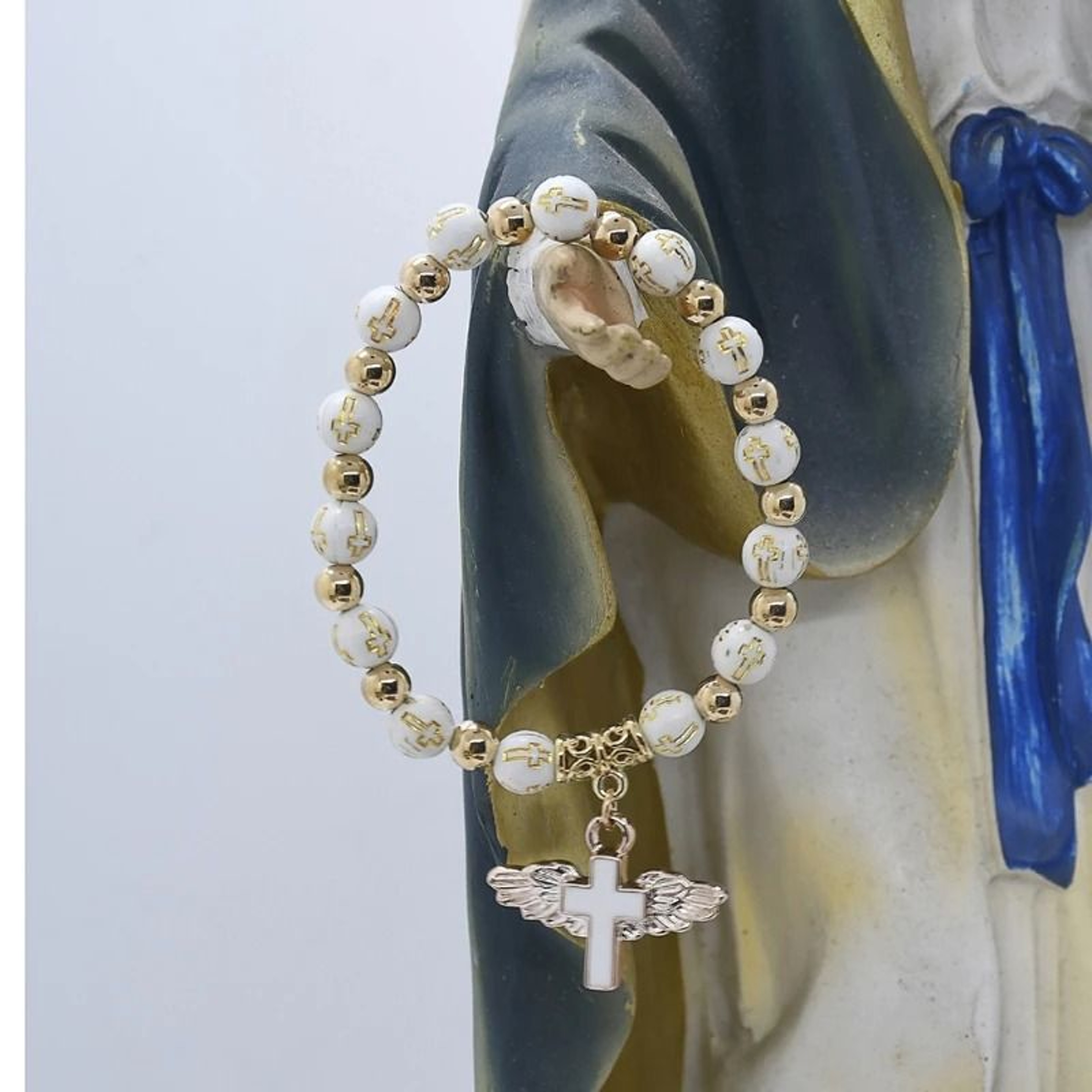 Angelic Grace Rosary Bracelet  Stretch Religious Jewelry  Travel Souvenir 5