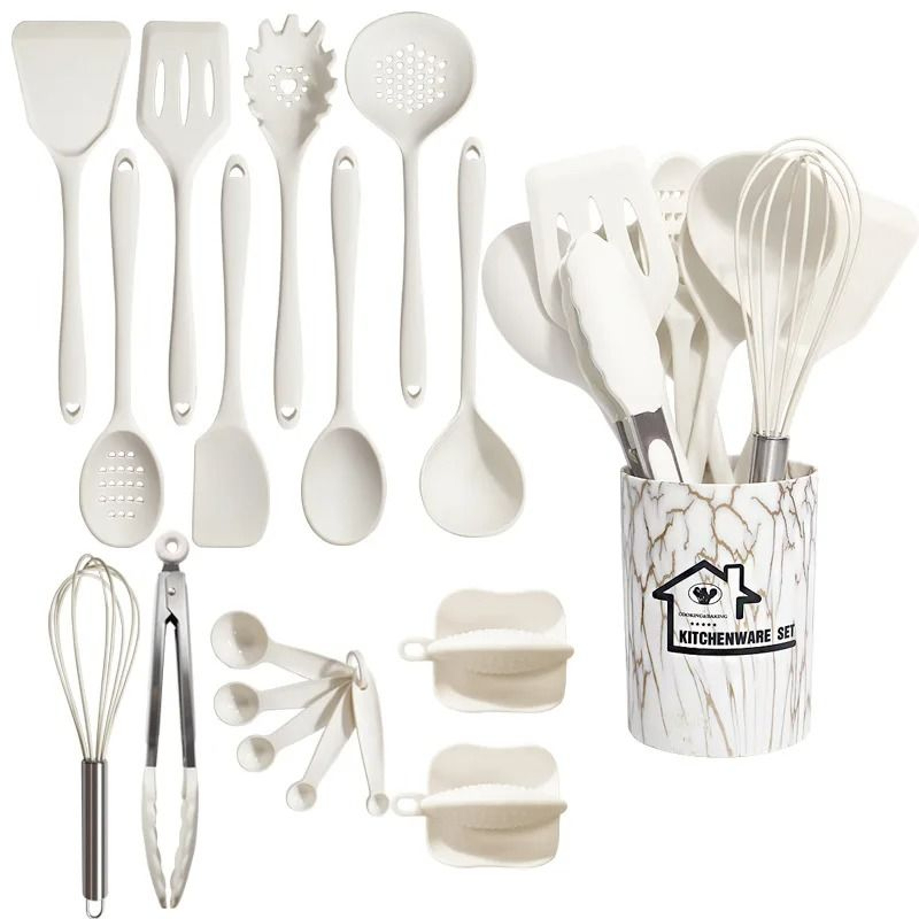 18Piece Professional Silicone Kitchenware Set  HeatResistant NonStick Cookware 7