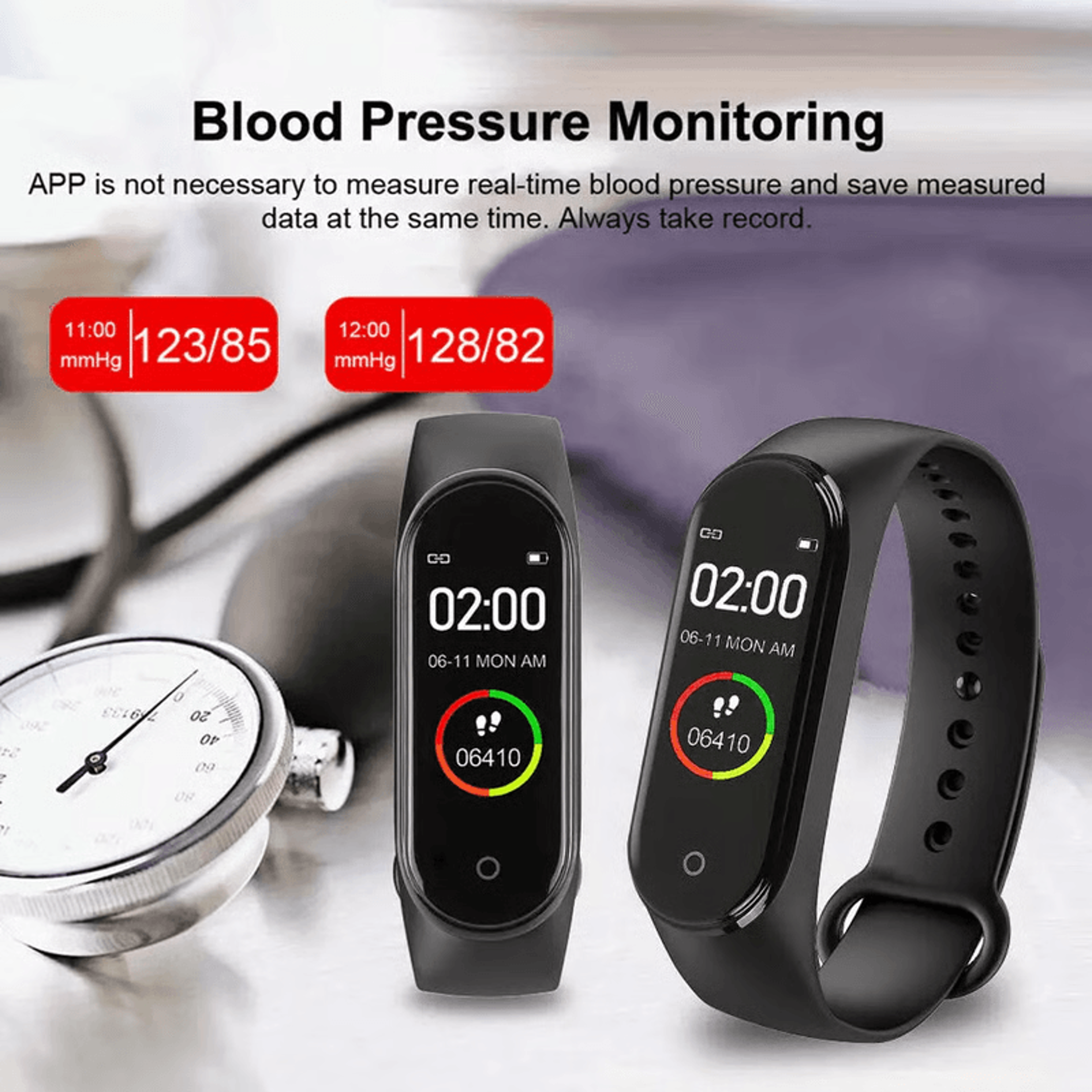 M4 Smart Watch Band Heart Rate Blood Pressure  Fitness Tracker 7