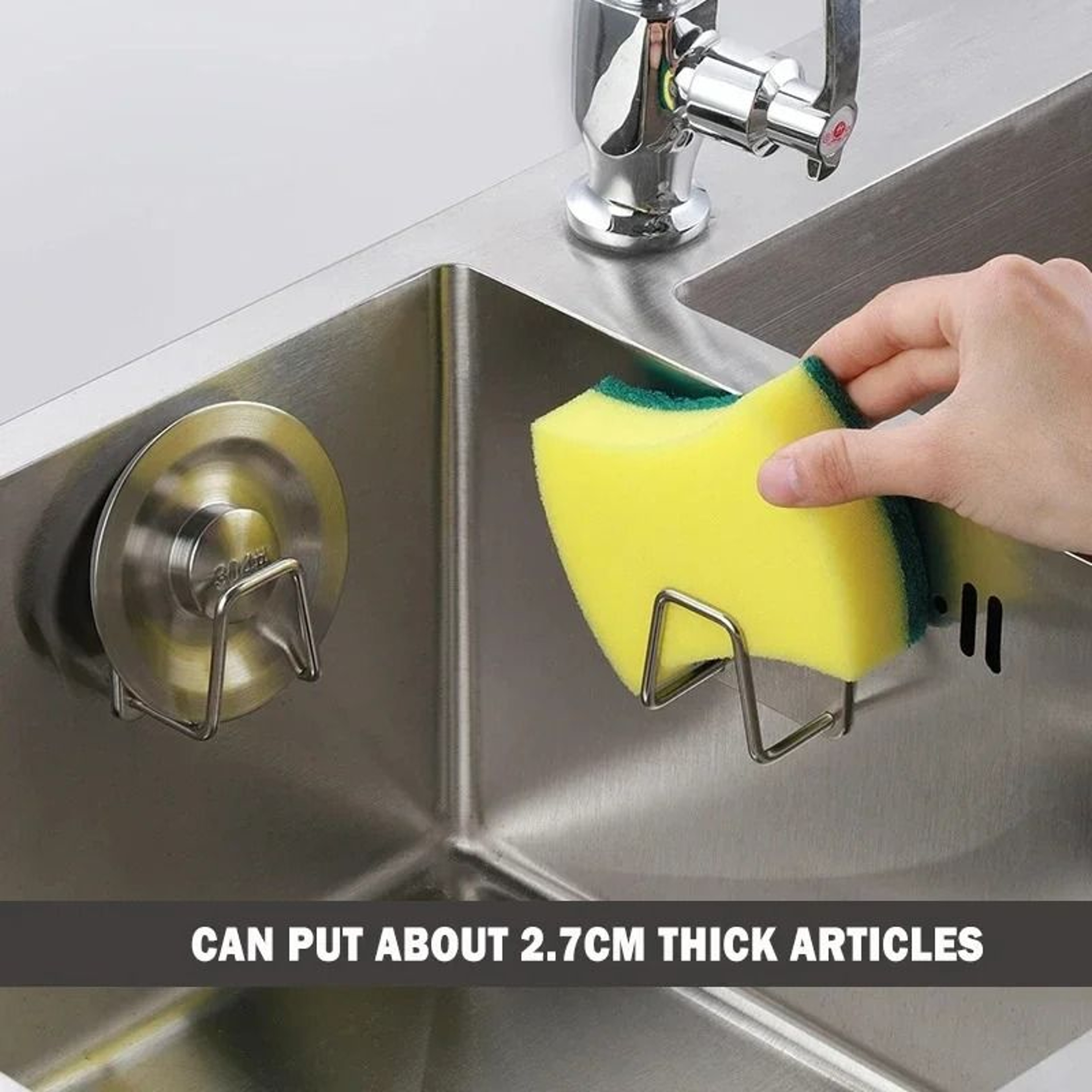 Stainless Steel Adhesive Sponge Holder  Minimalist Sink Organizer  Drain Rack 2