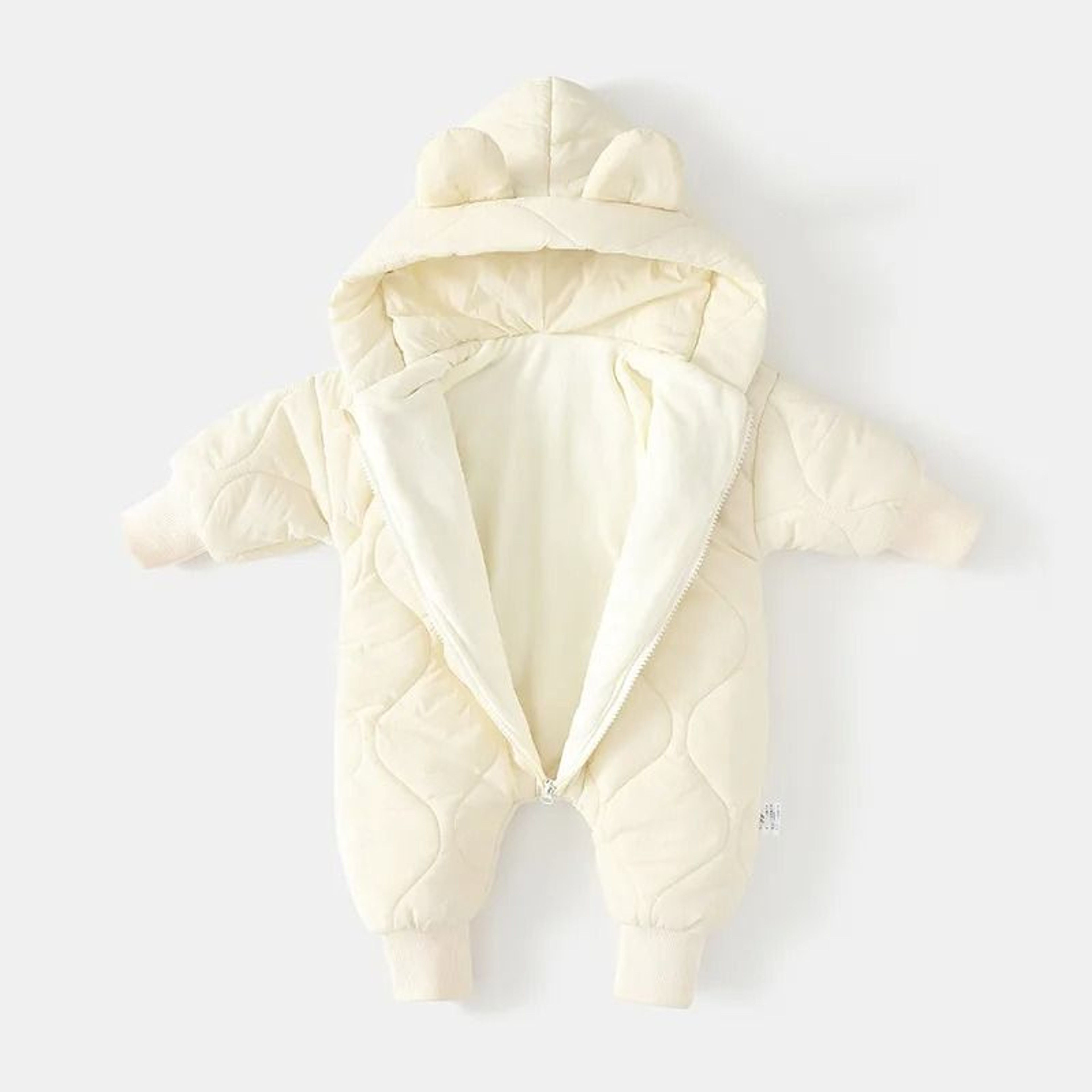 Padded Fleece Cartoon Hooded Baby Romper 2