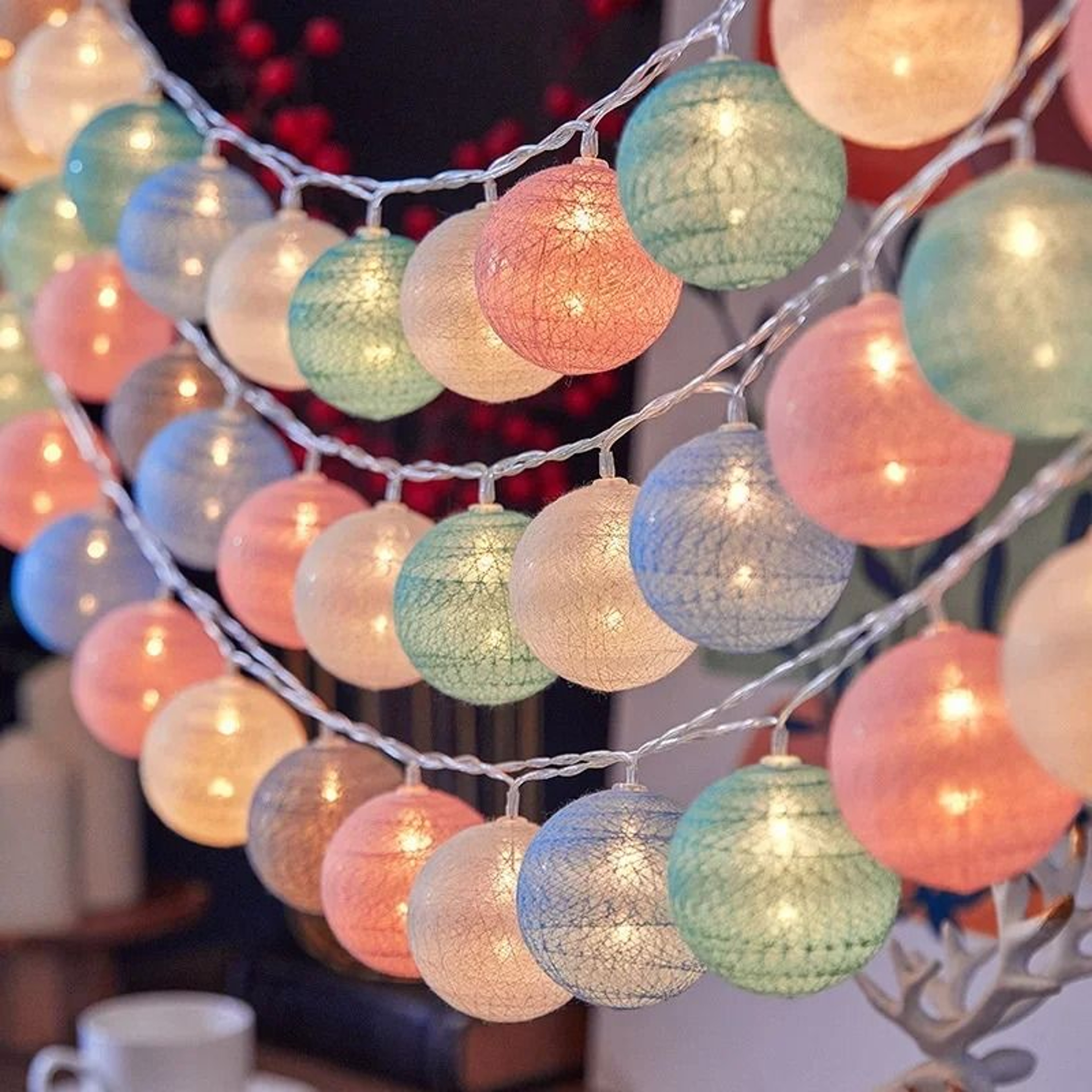 Macaron Cotton Ball USB String Lights 5