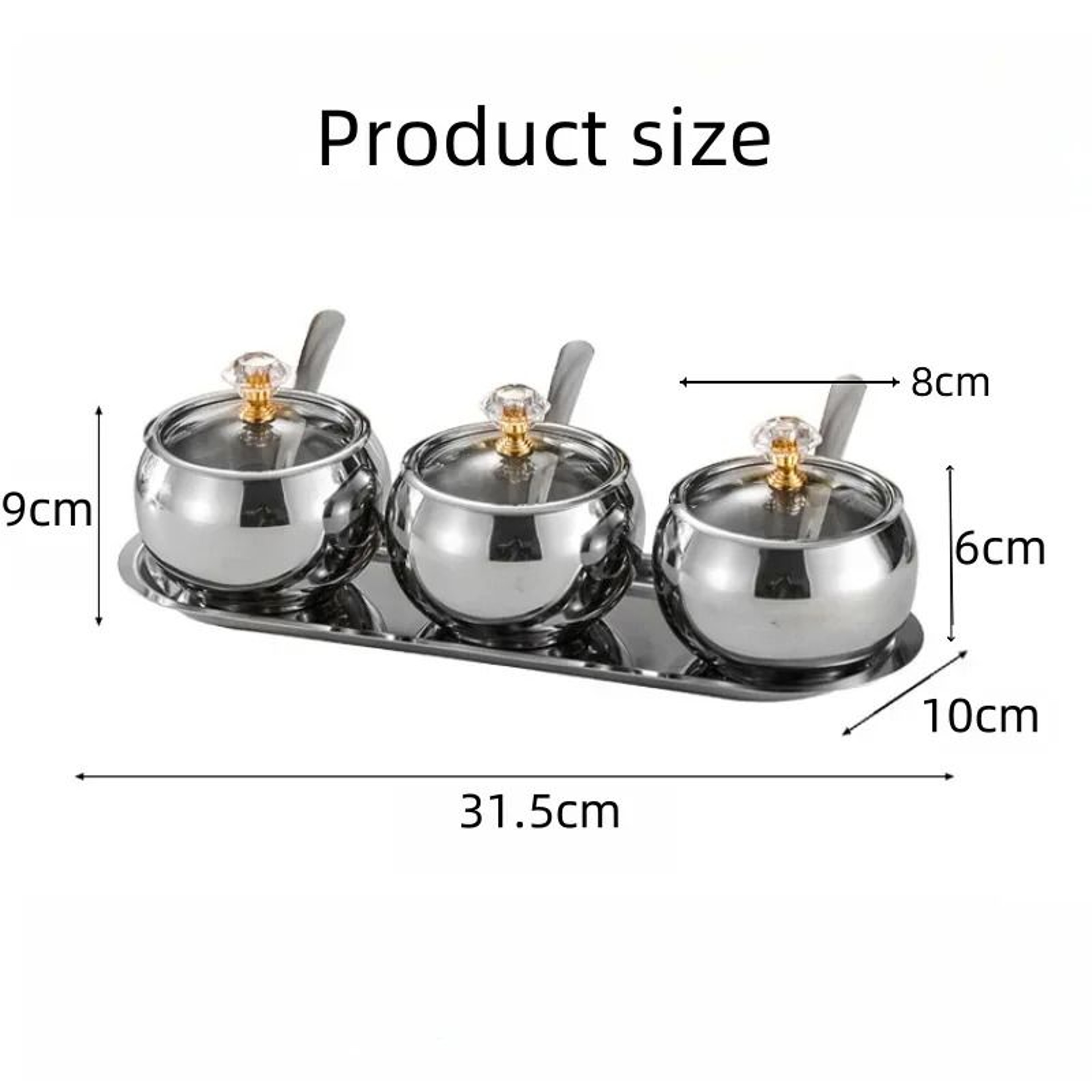 Gold  Silver Stainless Steel Luxury Condiment Set 6