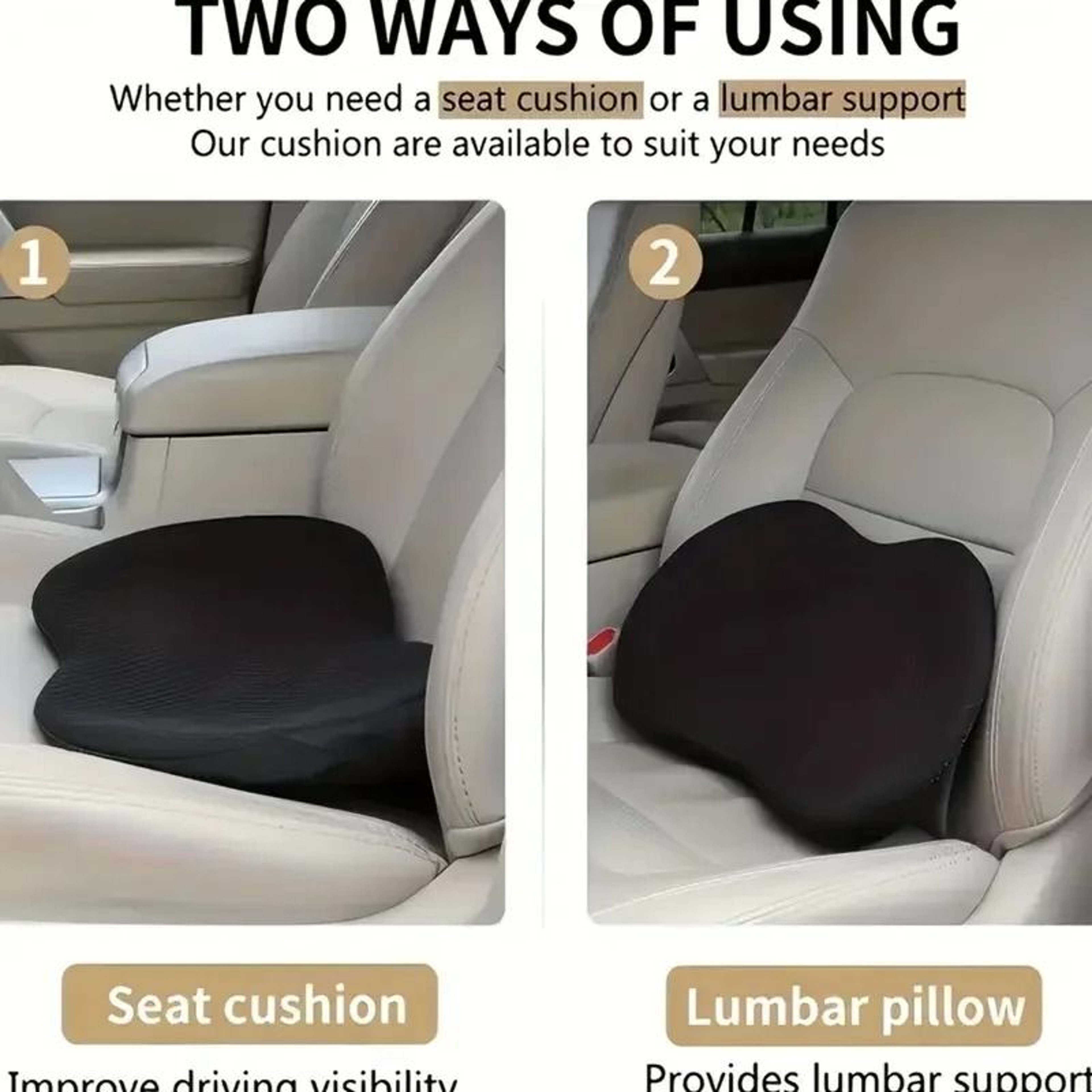 HighVisibility Memory Foam Car Seat Booster Cushion 4