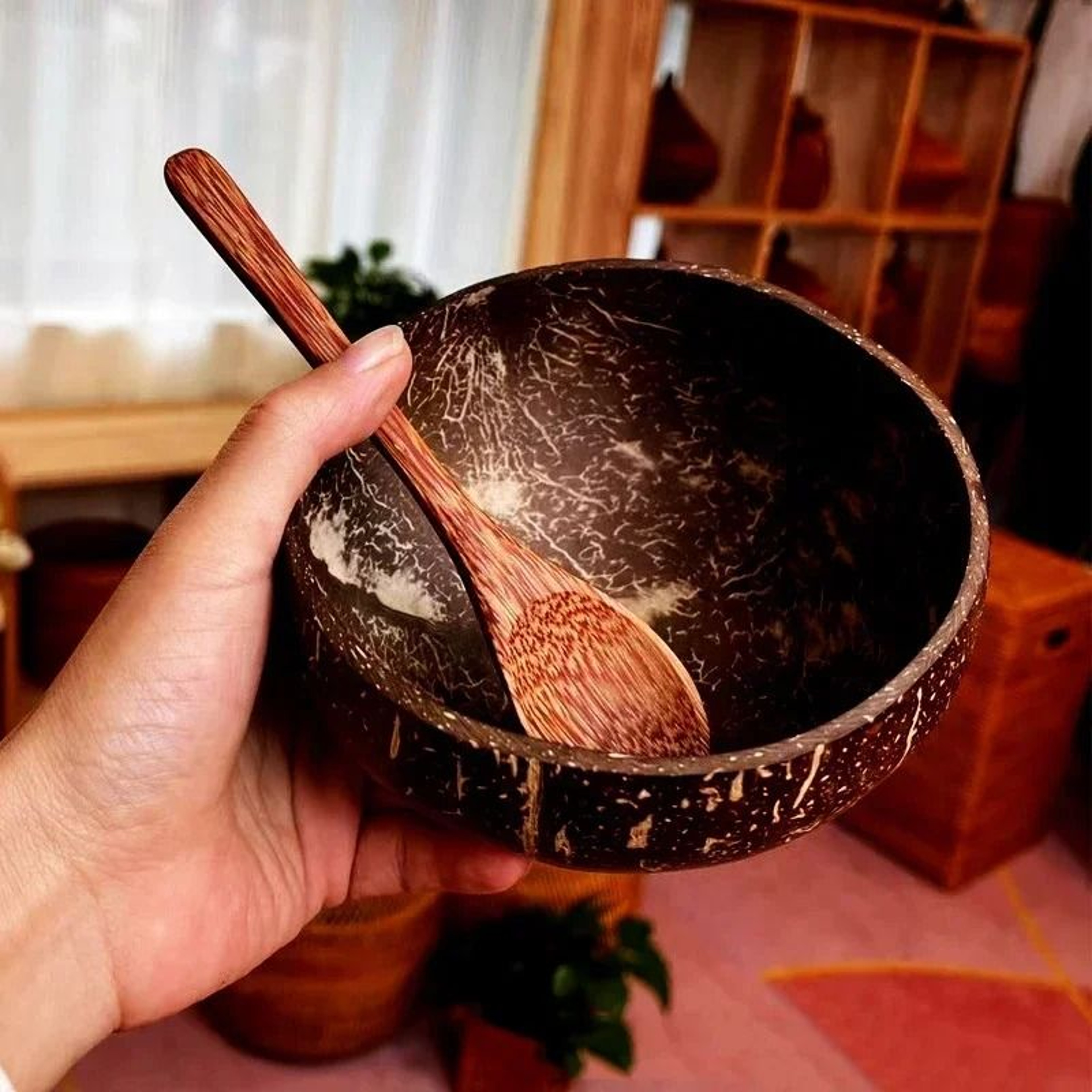 Handcrafted Natural Coconut Wood Spoon And Sustainable Kitchen Tableware 1