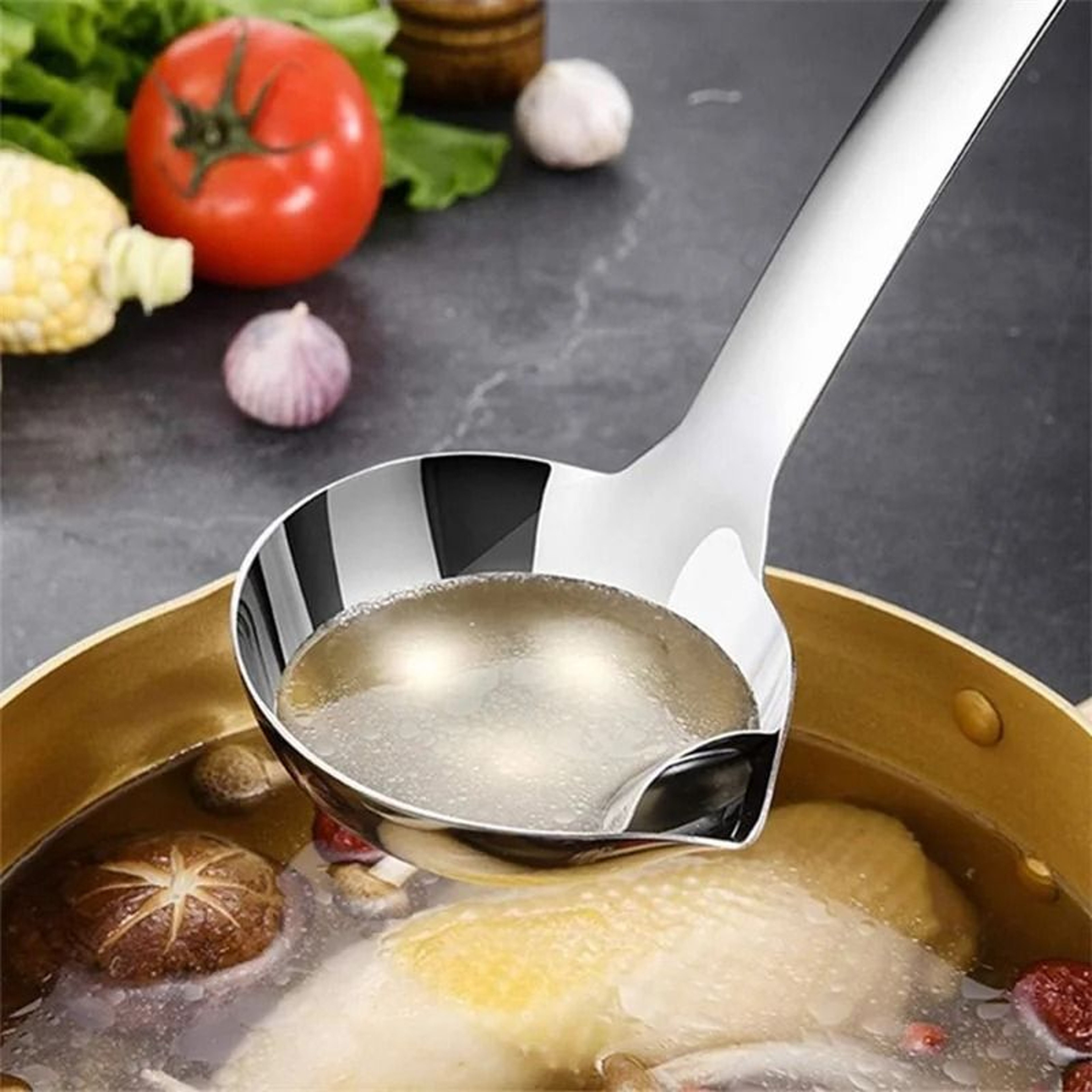 Stainless Steel Soup Fat Separator And Grease Strainer Spoon With Precision Spout 2