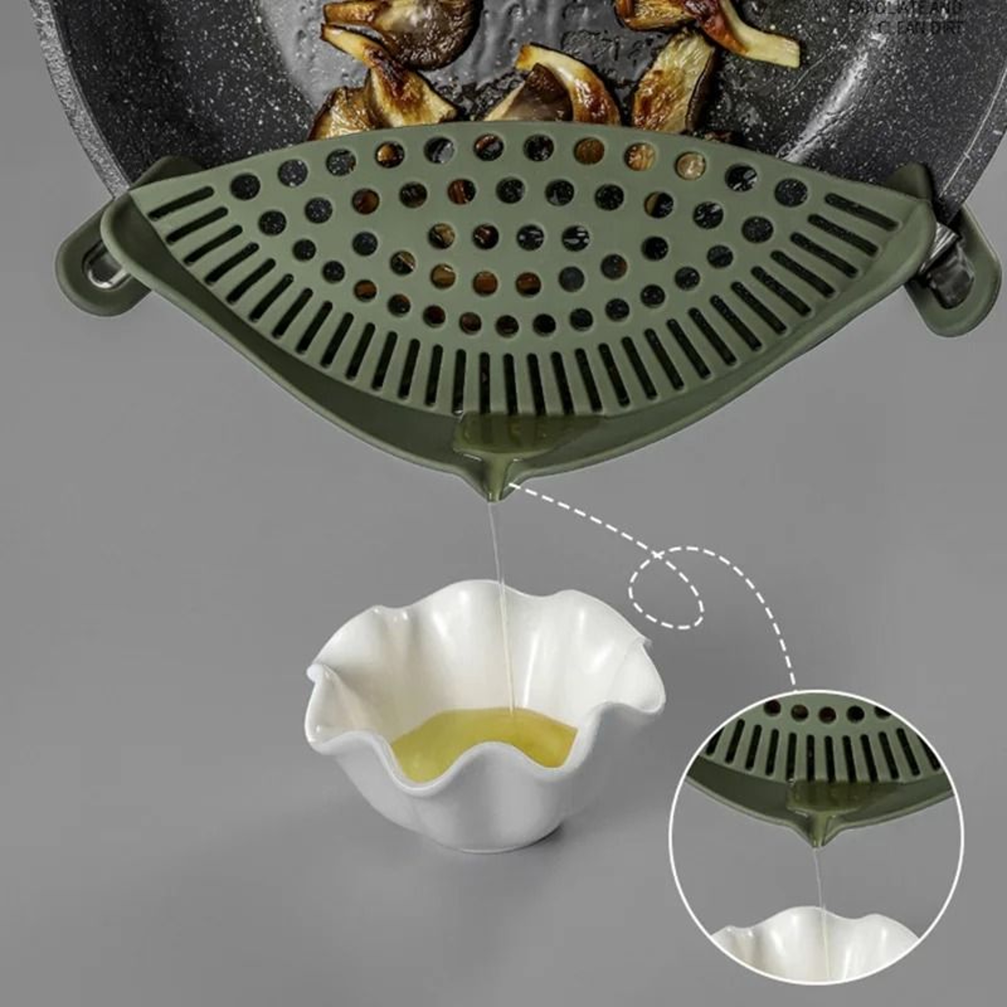 Universal ClipOn Silicone Pot Strainer  Flexible Food Drainer 3