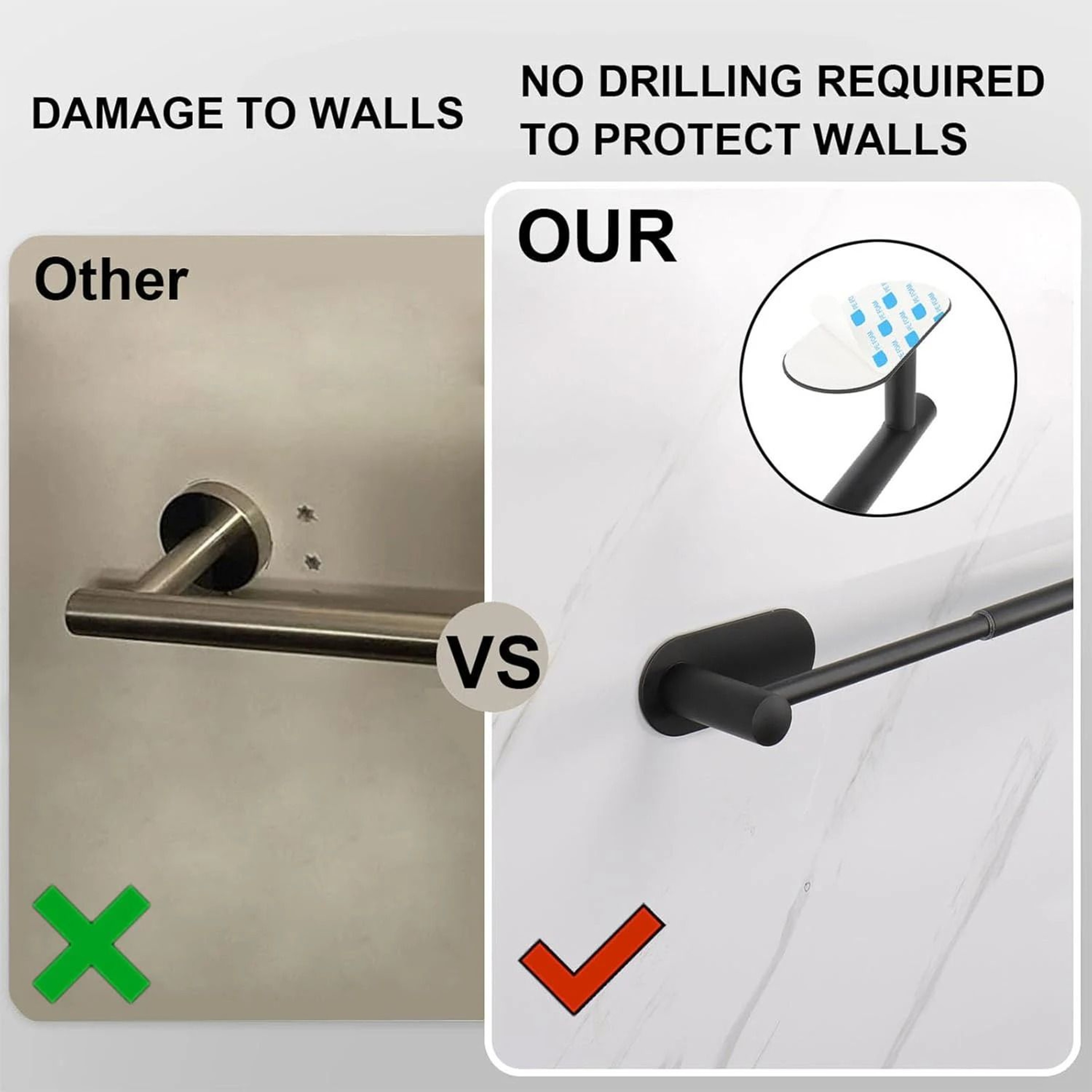 Adjustable Stainless Steel Towel Bar  SUS304 Rustproof Bathroom Wall Rack 4