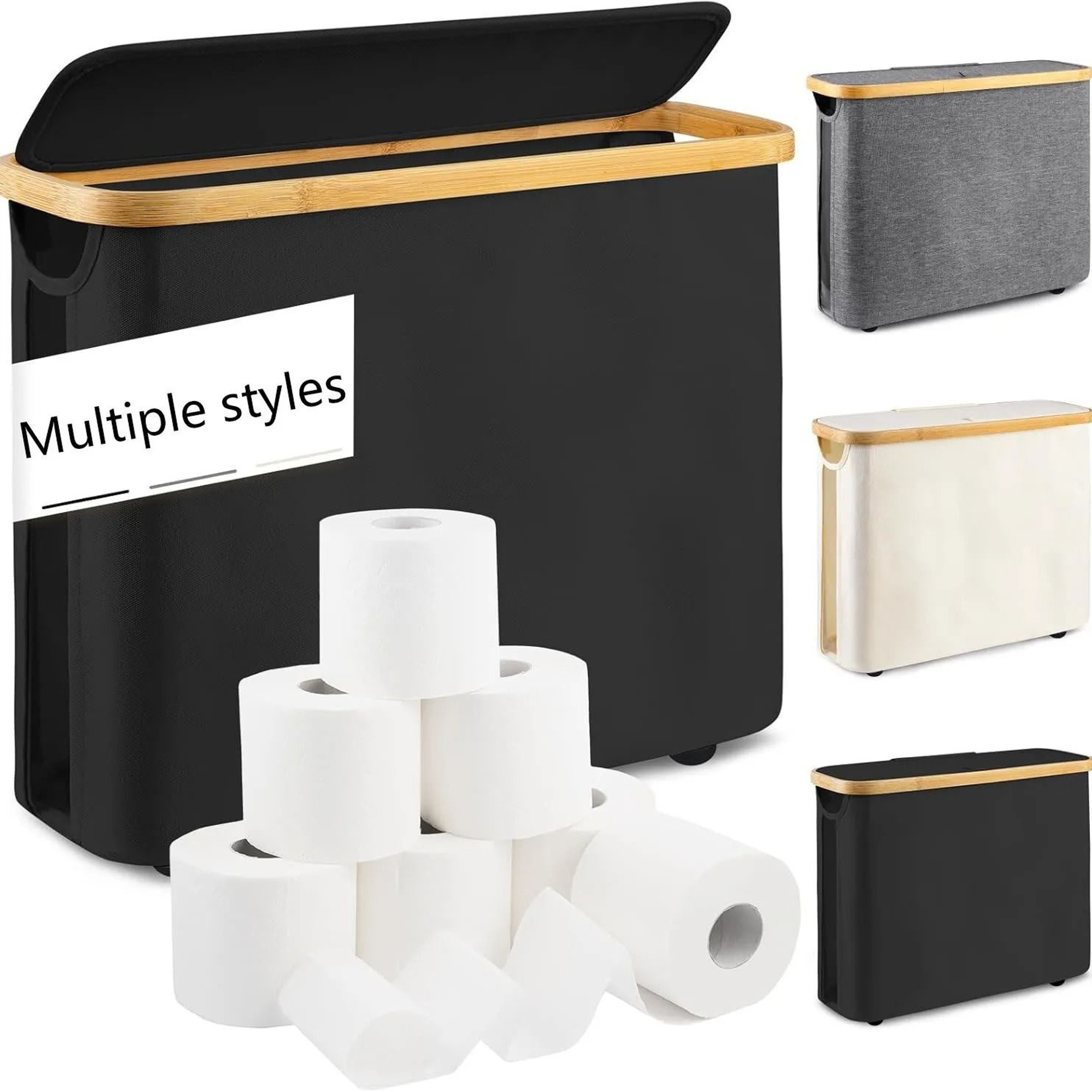 Foldable Toilet Paper Storage Basket  Large Capacity Bathroom Organizer With Lid 7