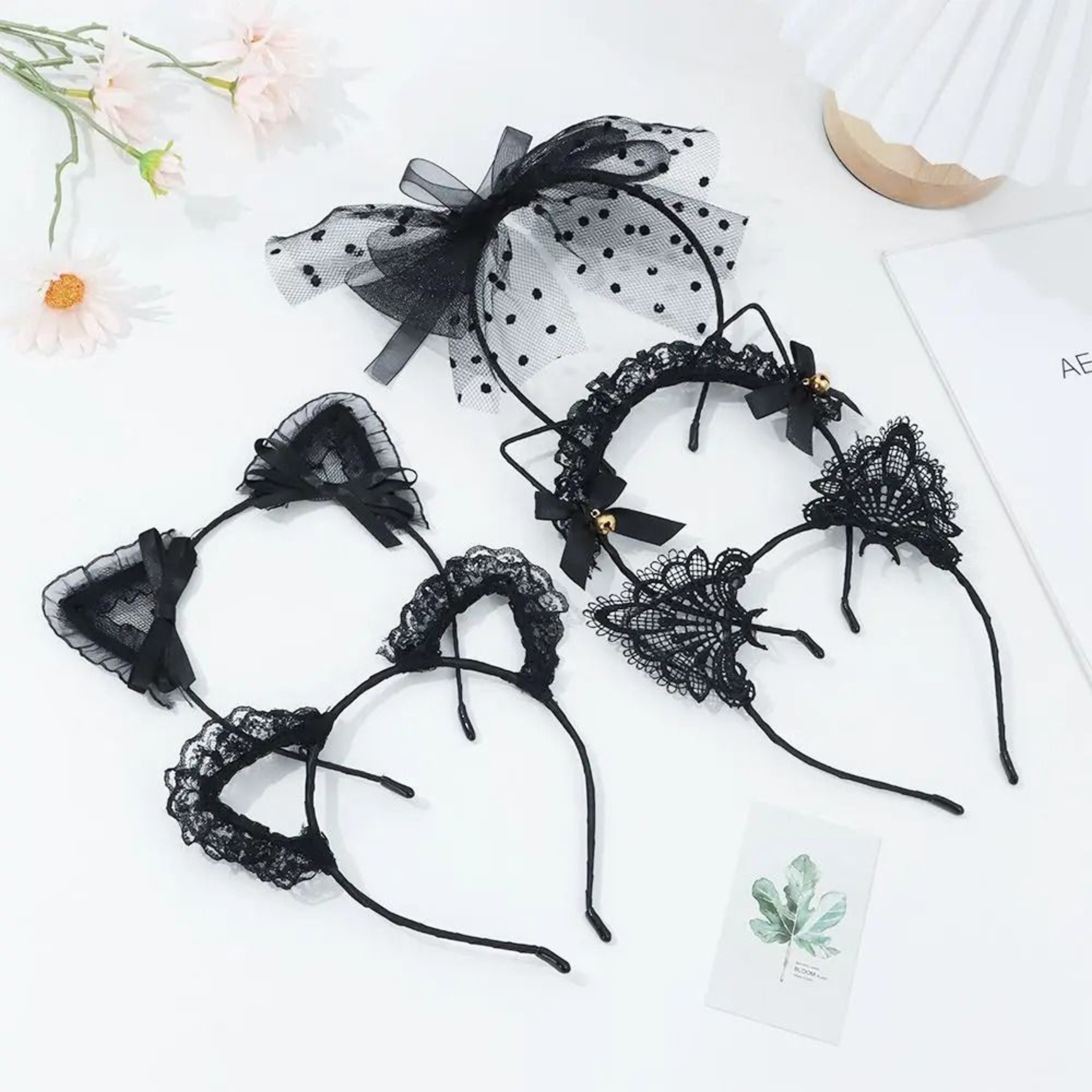 Cute Lace Black Cat Ears Headband  Sexy Cosplay  Party Hair Accessory 0