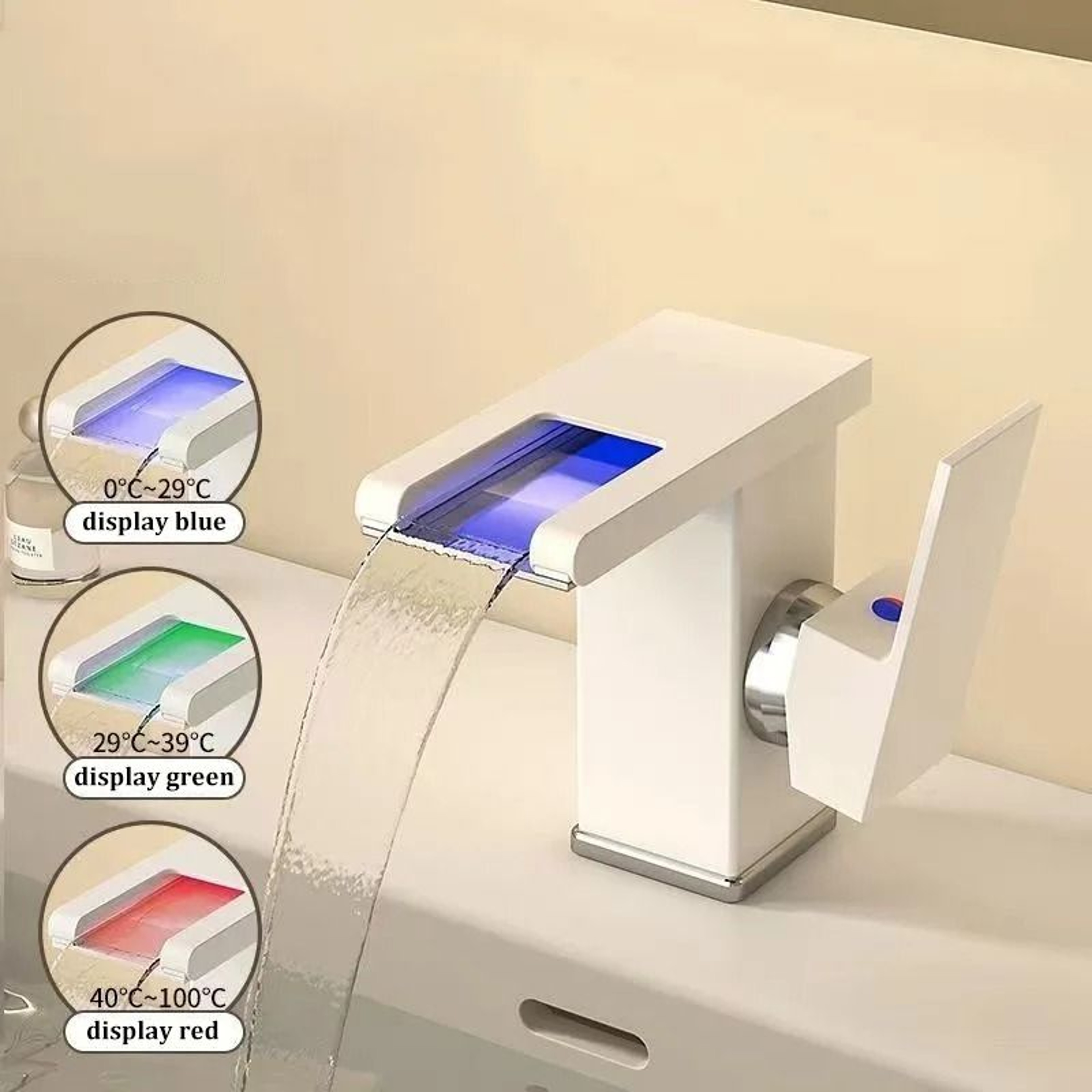 AllCopper LED Waterfall Faucet  Luminous Basin Mixer For Modern Bathrooms 10