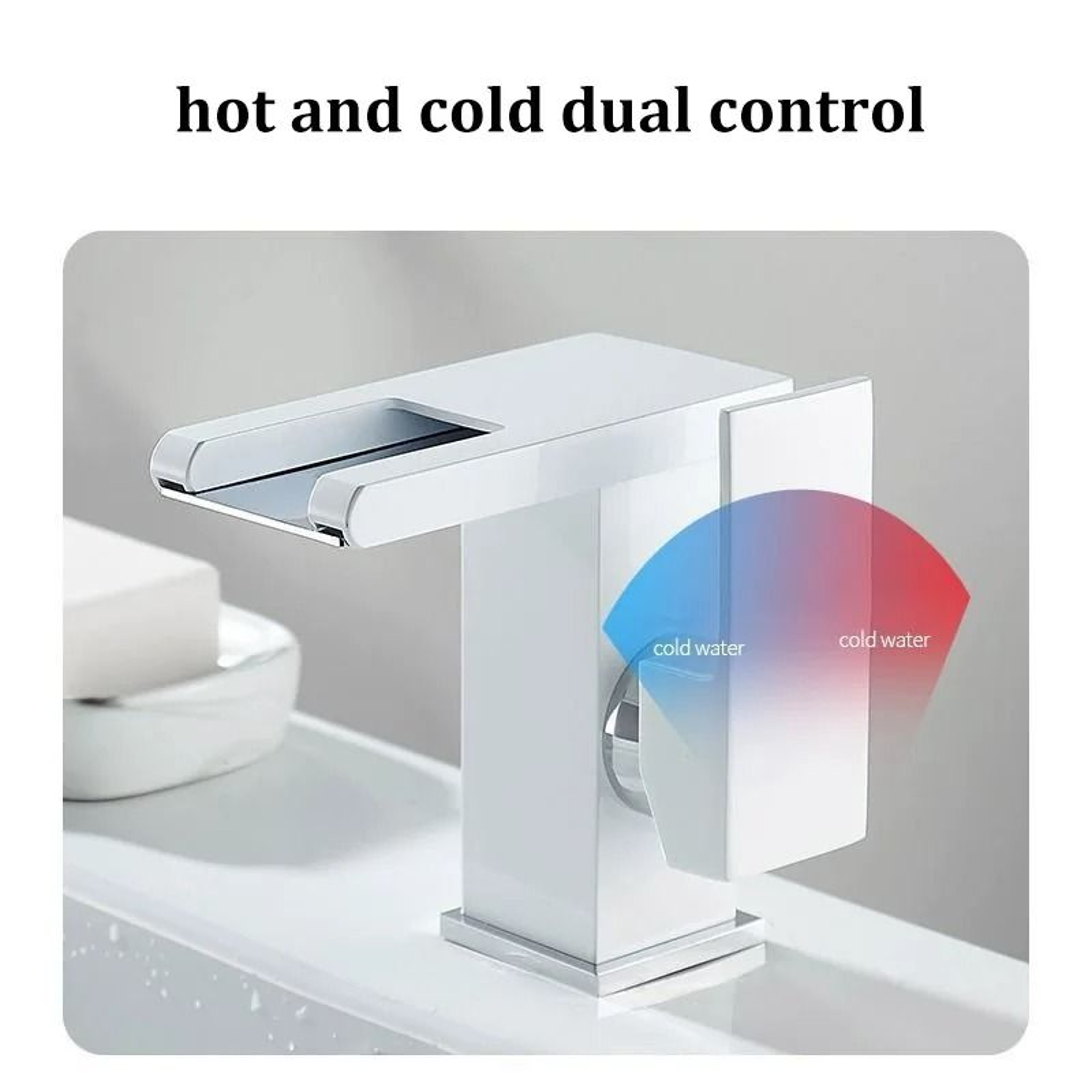 AllCopper LED Waterfall Faucet  Luminous Basin Mixer For Modern Bathrooms 4