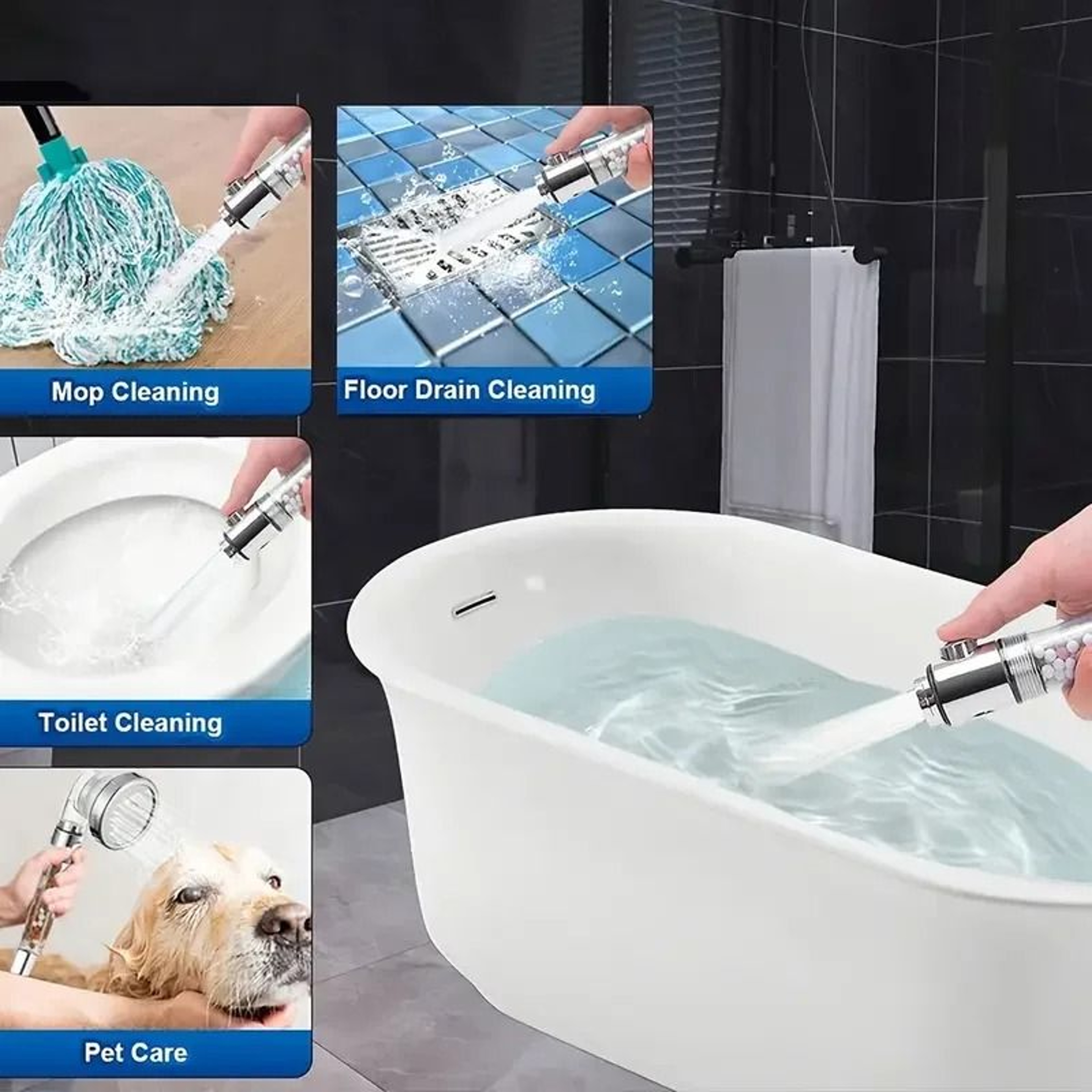 3Mode Negative Ion Booster Shower Head  Filtered WaterSaving Handheld With Pause Control 5