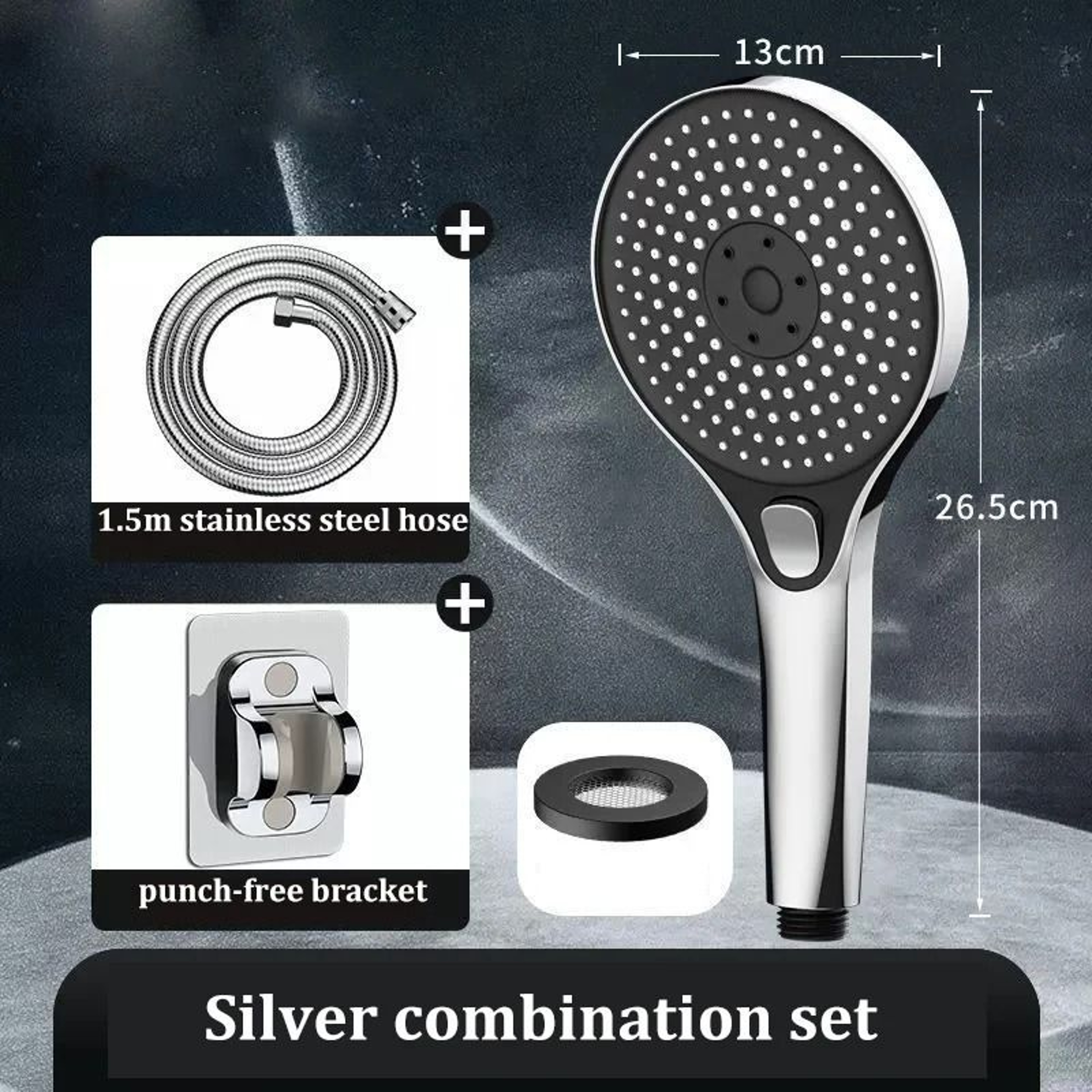 ThreeSpeed Pressurized Shower Combo  ExtraLarge Panel HighFlow Bathroom Head 5