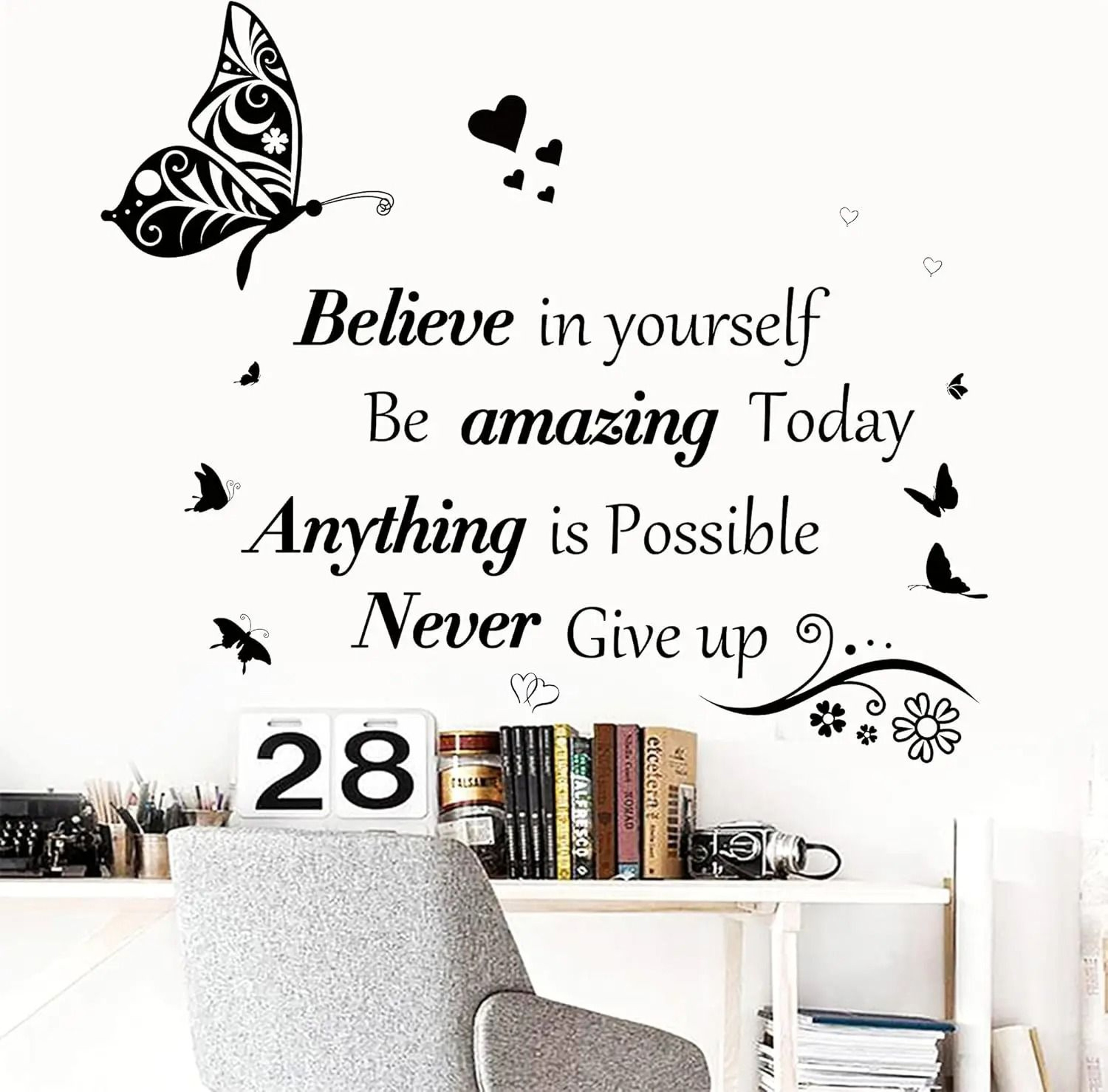 Inspirational Motivational Wall Decals  Positive Word  Butterfly PeelandStick Decor 1
