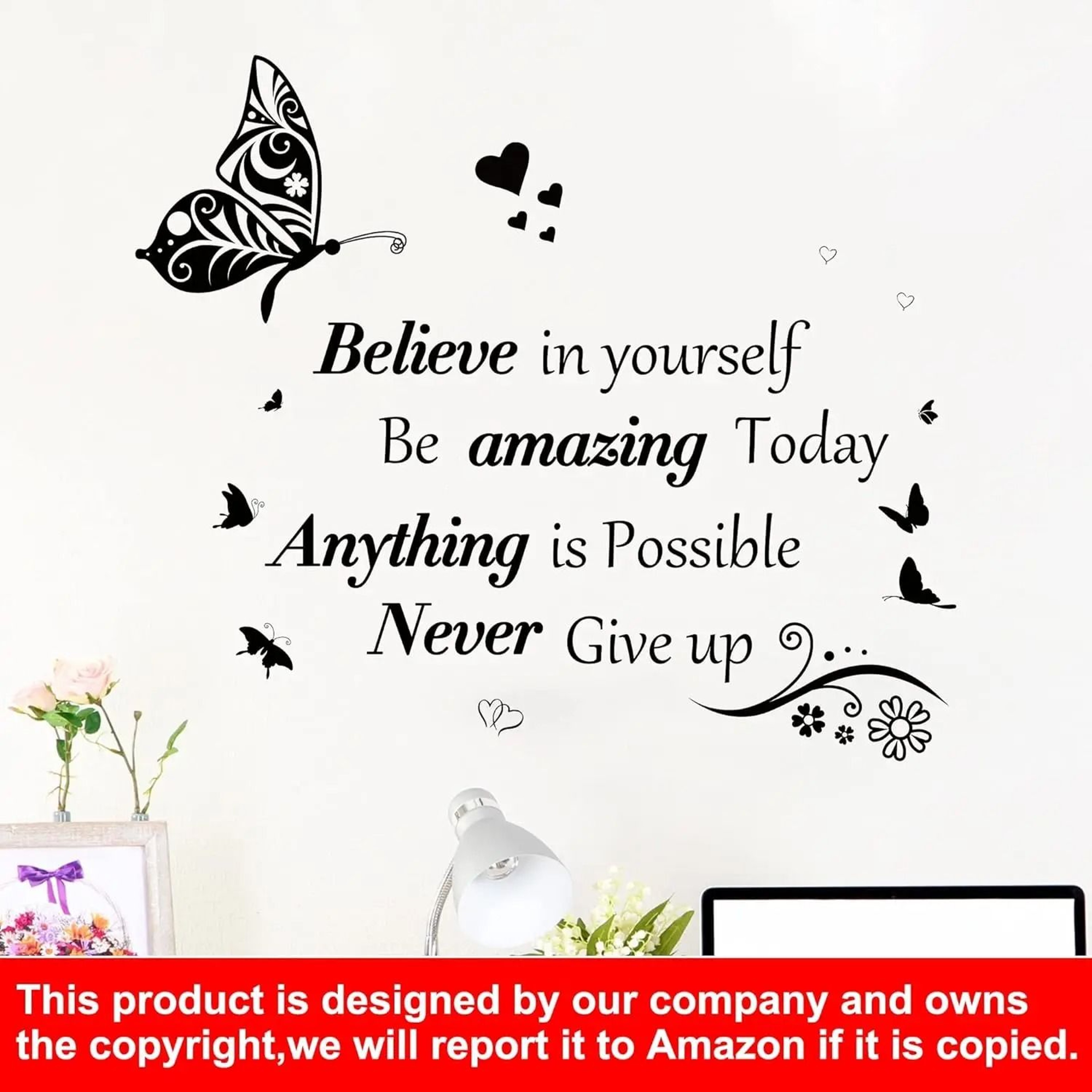 Inspirational Motivational Wall Decals  Positive Word  Butterfly PeelandStick Decor 2
