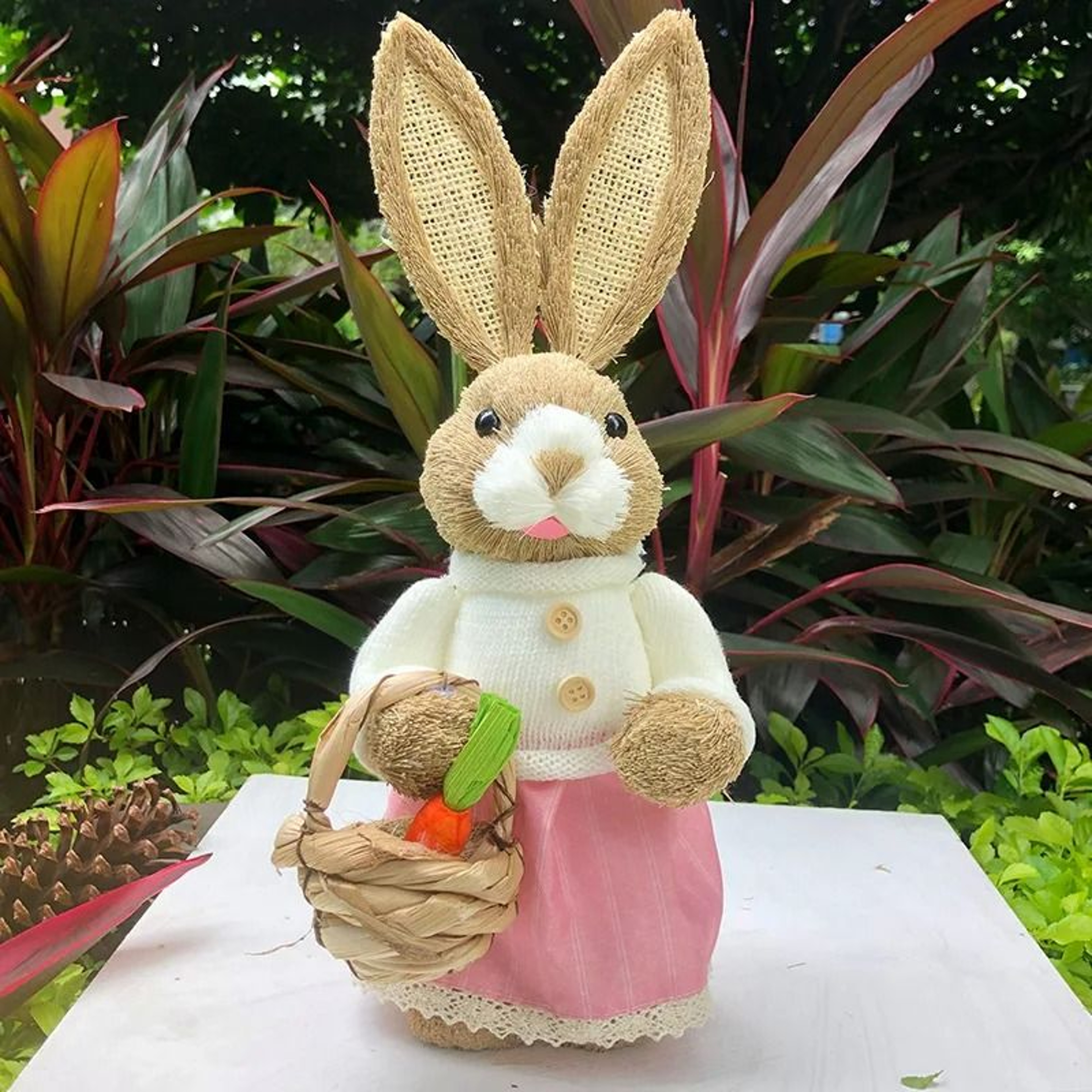 3D Handcrafted Cattail Easter Bunny  EcoFriendly Woven Holiday Figurine 6