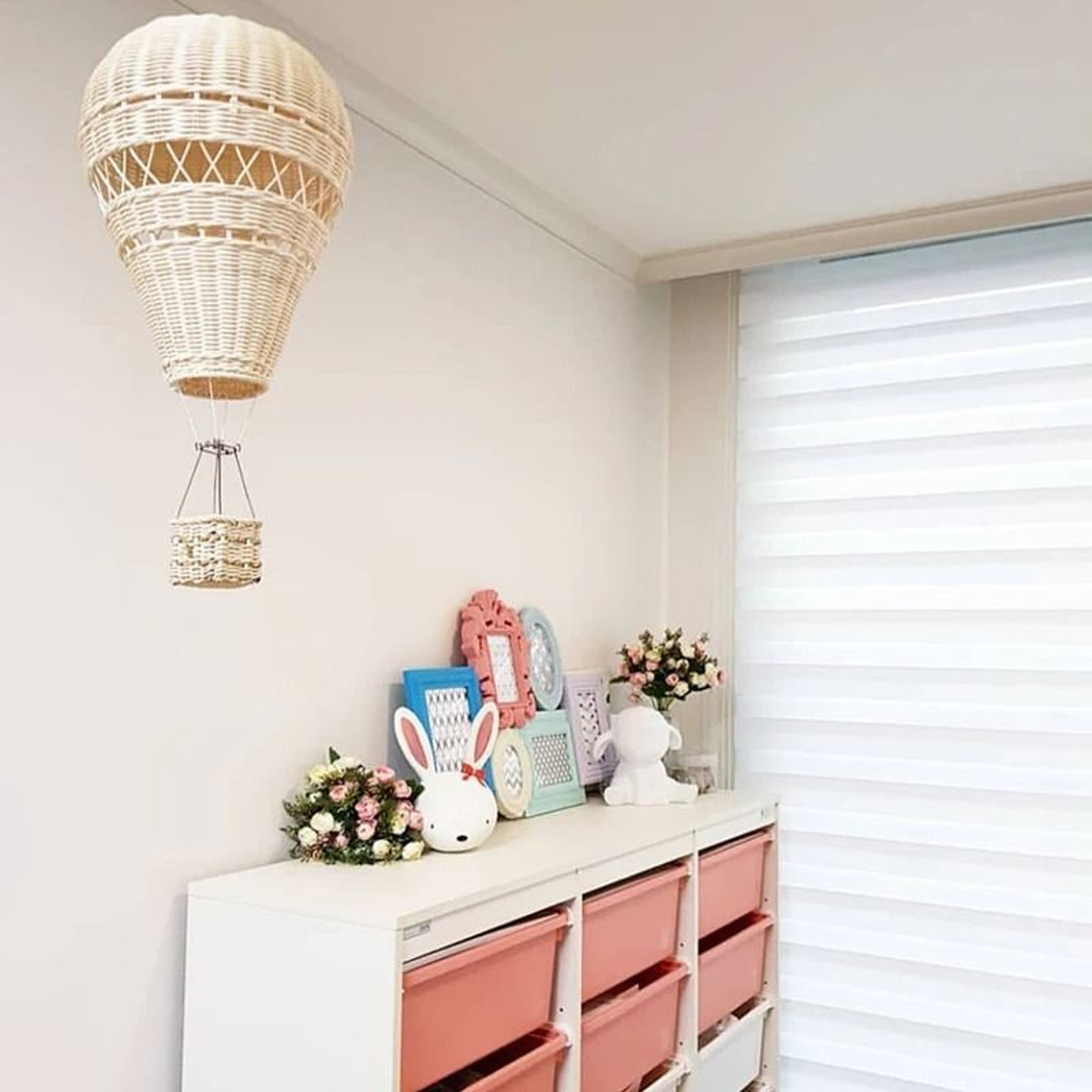 Rattan Hot Air Balloon Decor  Handmade Nordic Nursery Wall Hanging 1