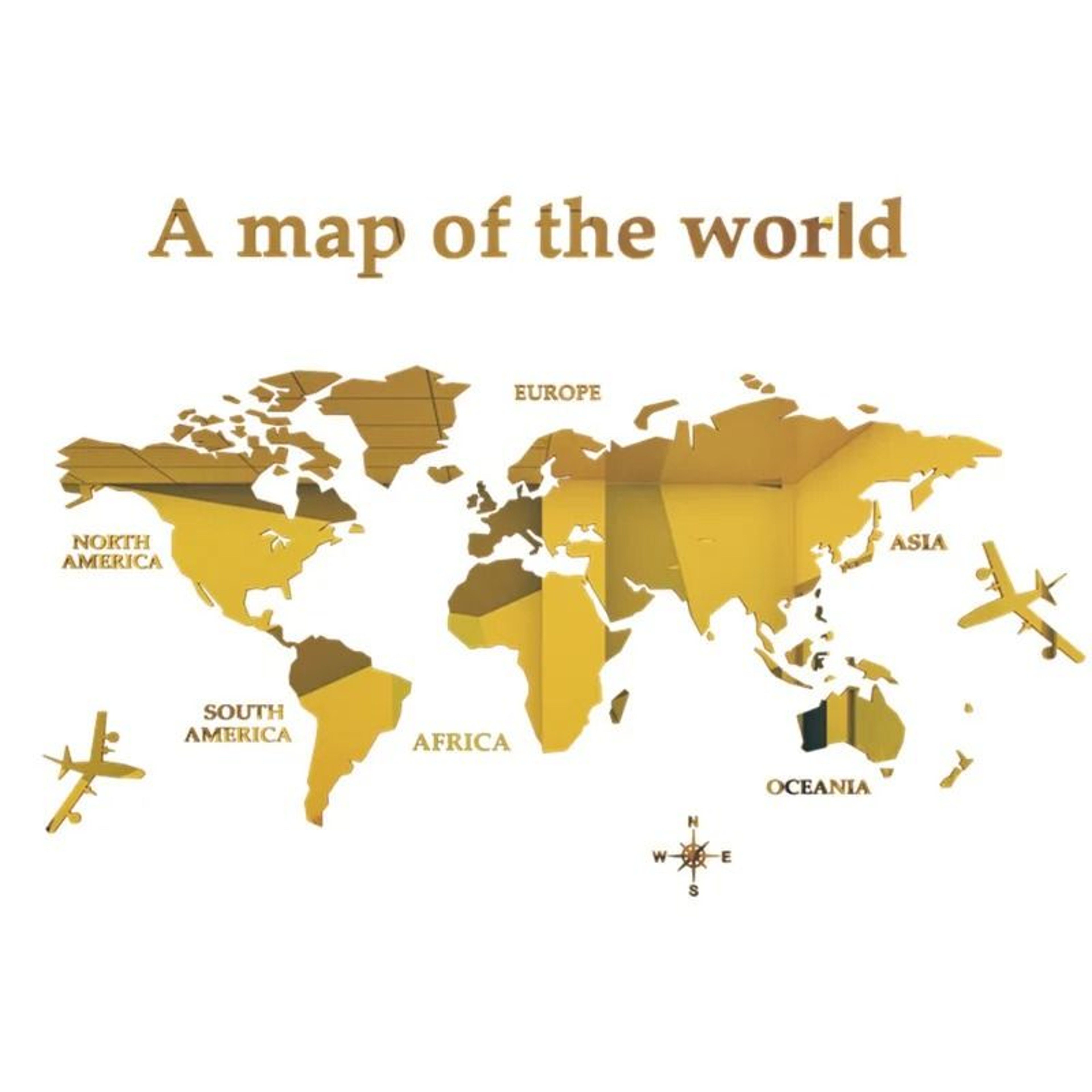 3D Acrylic World Map  Solid Color Crystal Wall Mural 4