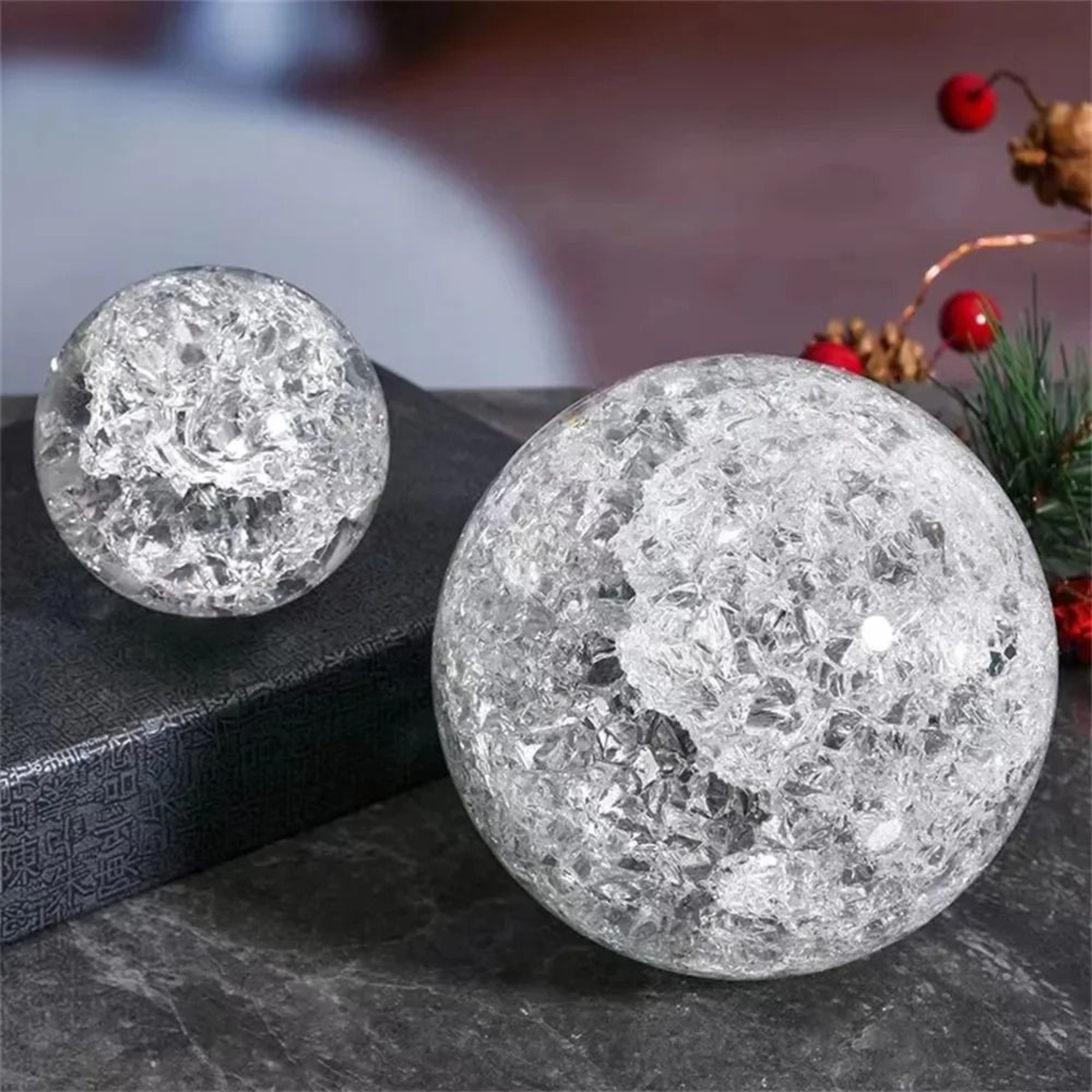 Ice Crack Crystal Ball  Magic Glass Sphere Feng Shui Ornament 4