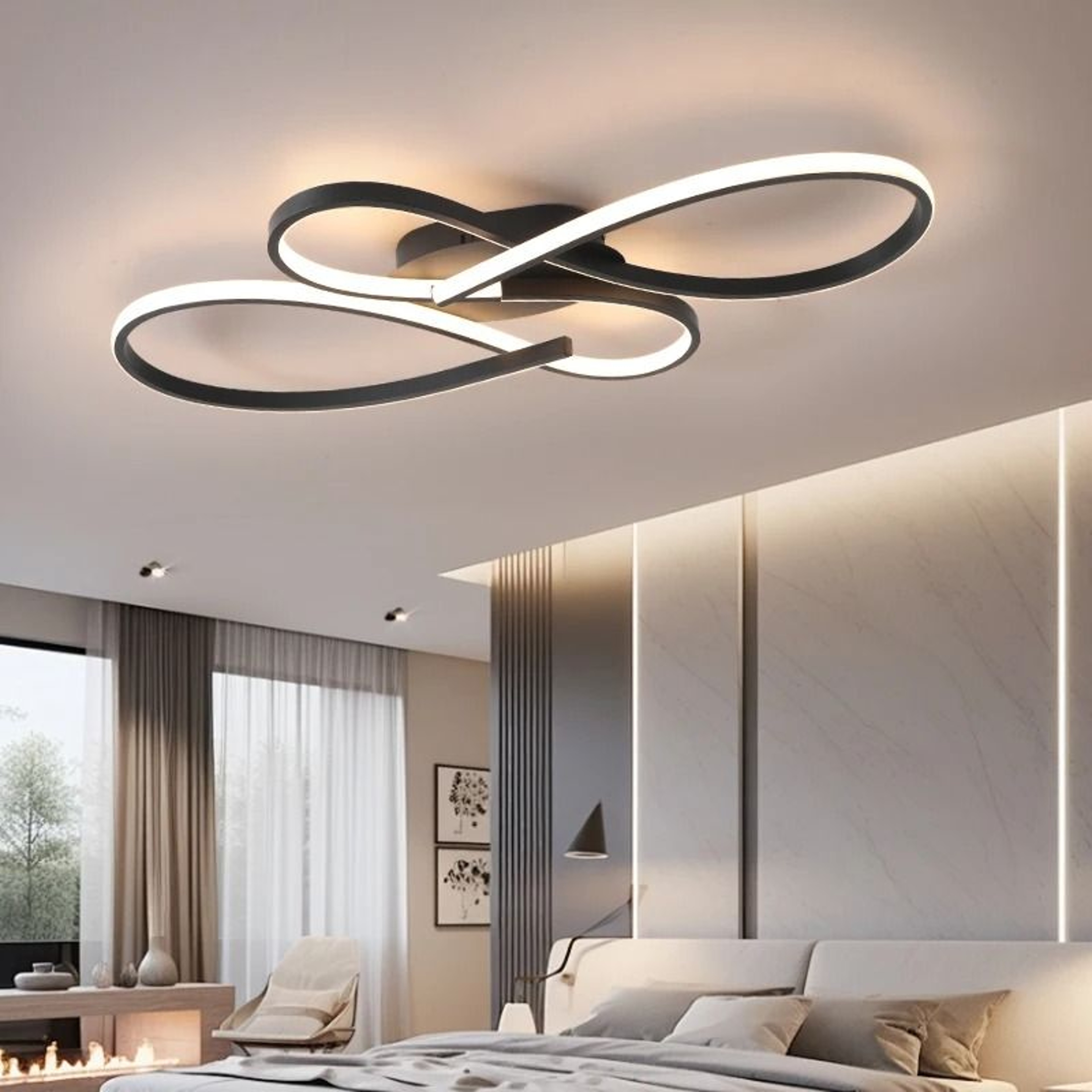 Modern Linear LED Chandelier  Minimalist Ceiling Light Fixture 1