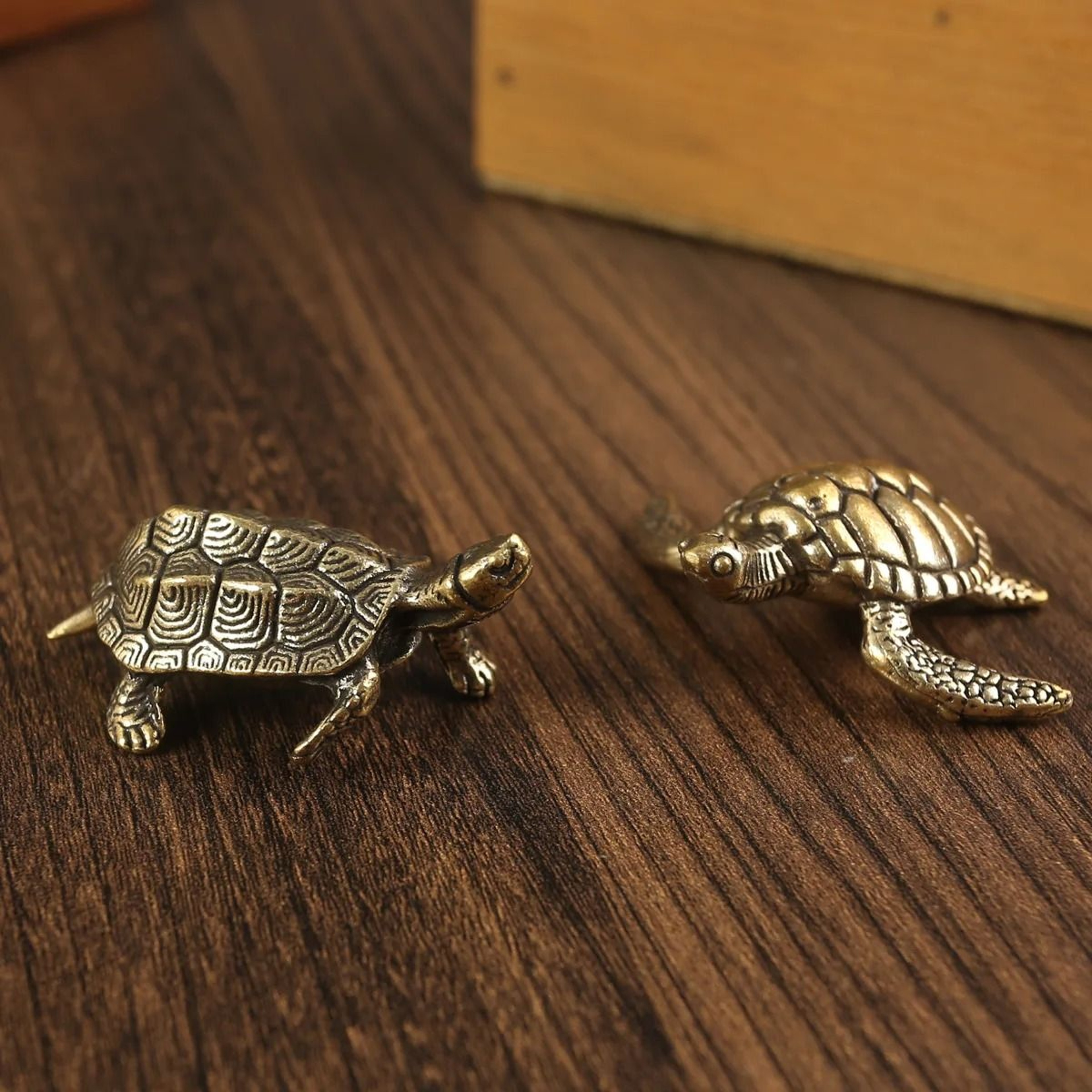 Pure Copper Turtle Statue  Vintage Brass Feng Shui Ornament 2