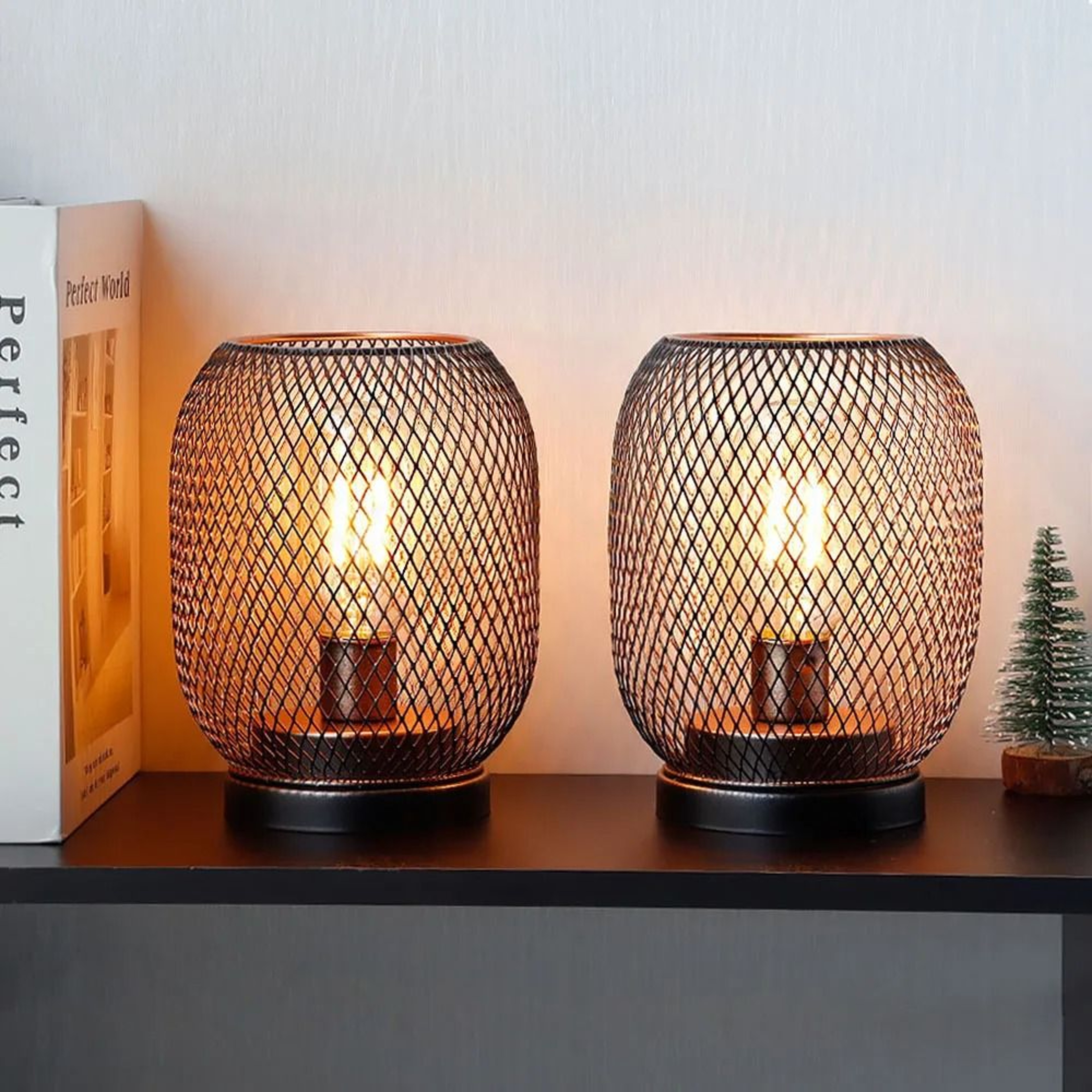 Metal Cage Table Lamp  Cordless Round LED Lantern 2