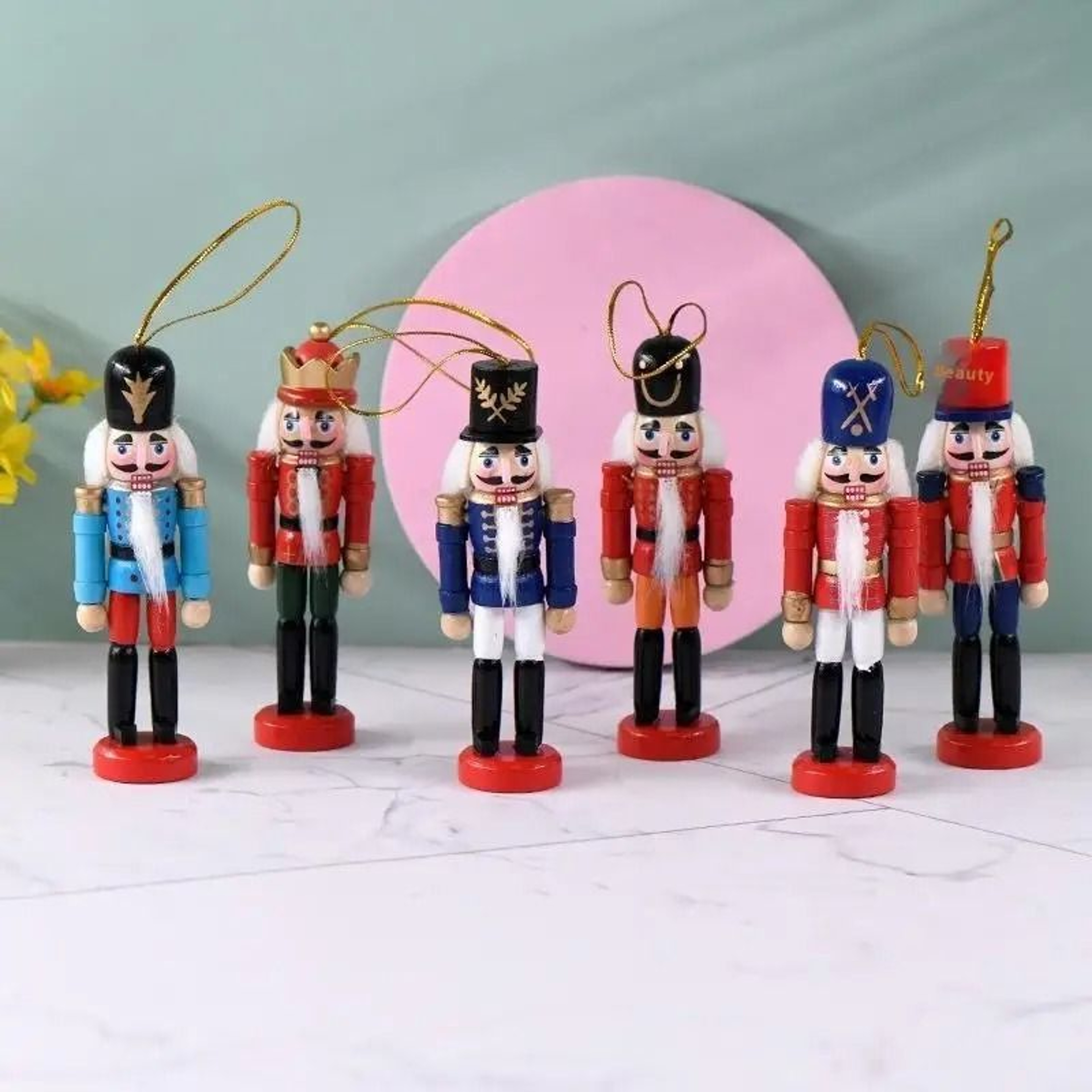 Miniature Nutcracker Soldier Set  HandPainted Christmas Ornaments  Desktop Decor 1
