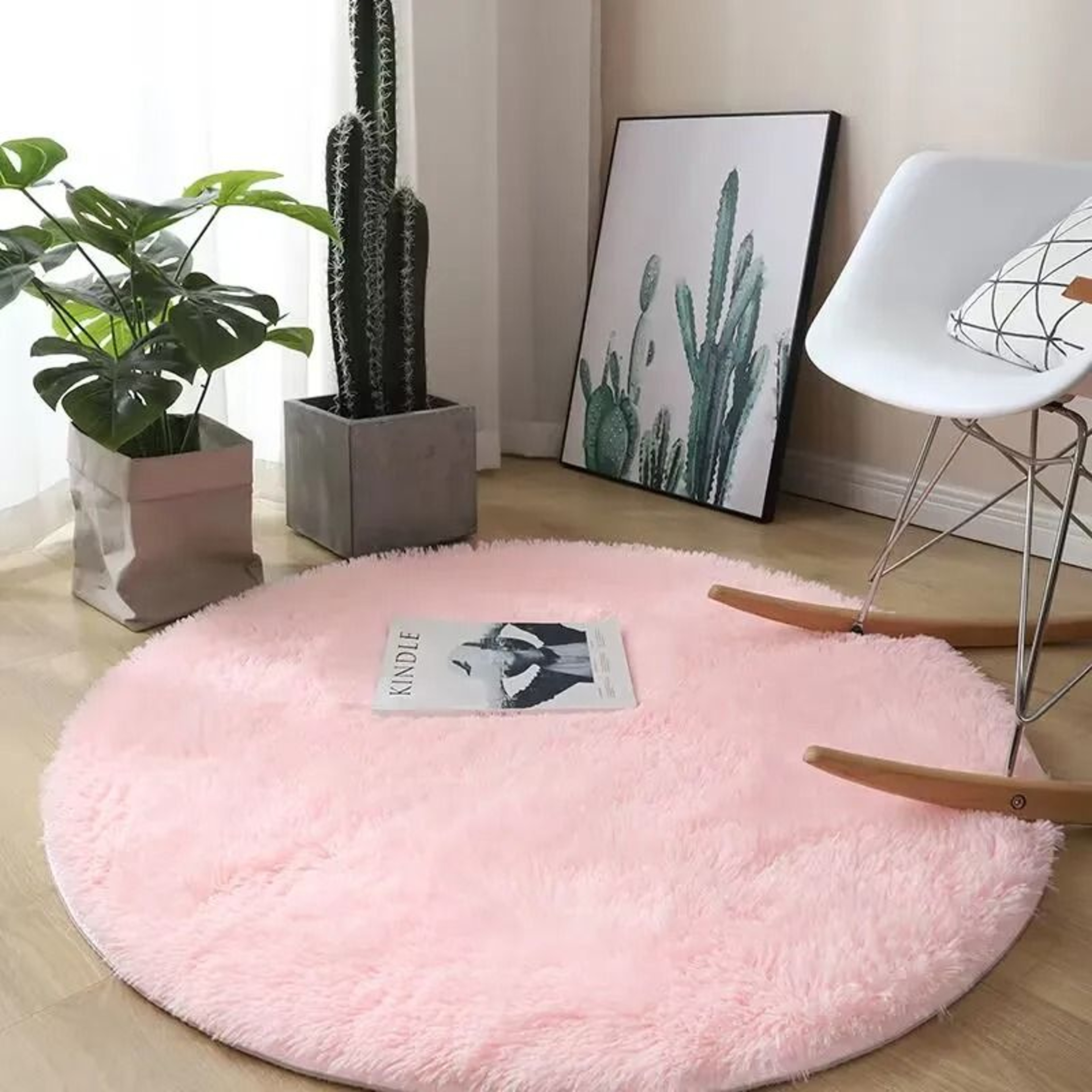 Plush Round Shag Carpet  UltraSoft Fluffy Floor Mat For Childrens Bedrooms  Modern Living Rooms 10