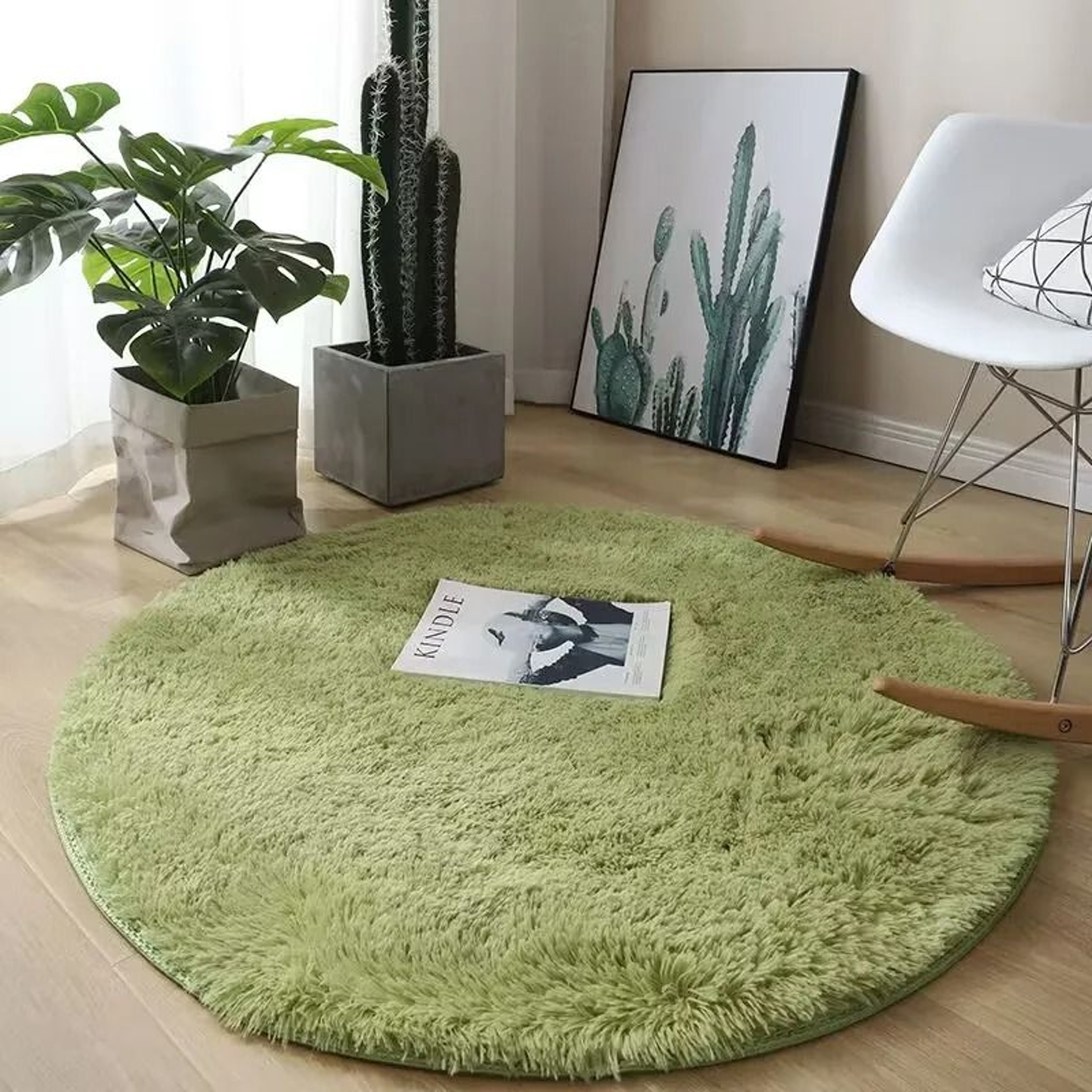 Plush Round Shag Carpet  UltraSoft Fluffy Floor Mat For Childrens Bedrooms  Modern Living Rooms 13