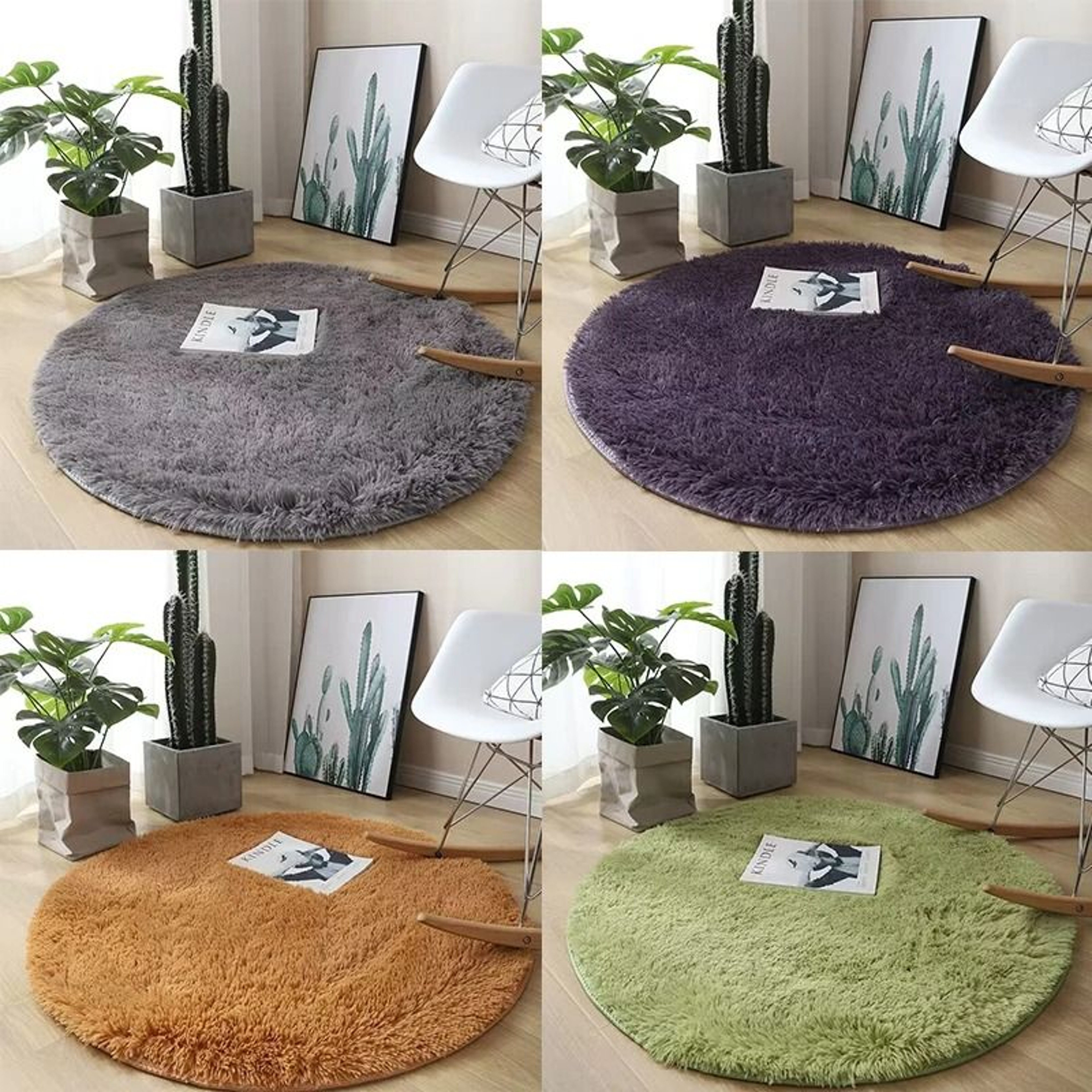 Plush Round Shag Carpet  UltraSoft Fluffy Floor Mat For Childrens Bedrooms  Modern Living Rooms 5