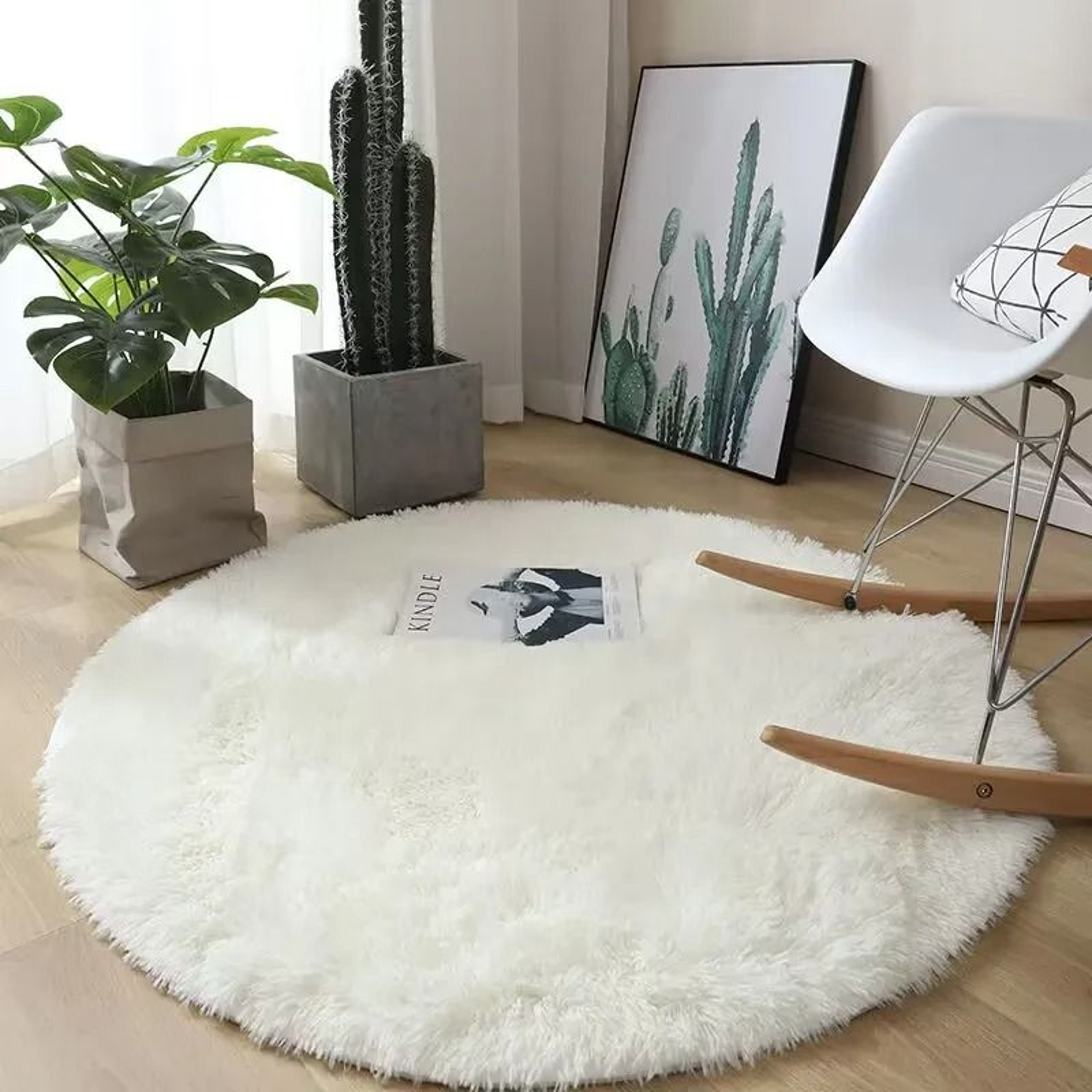 Plush Round Shag Carpet  UltraSoft Fluffy Floor Mat For Childrens Bedrooms  Modern Living Rooms 7