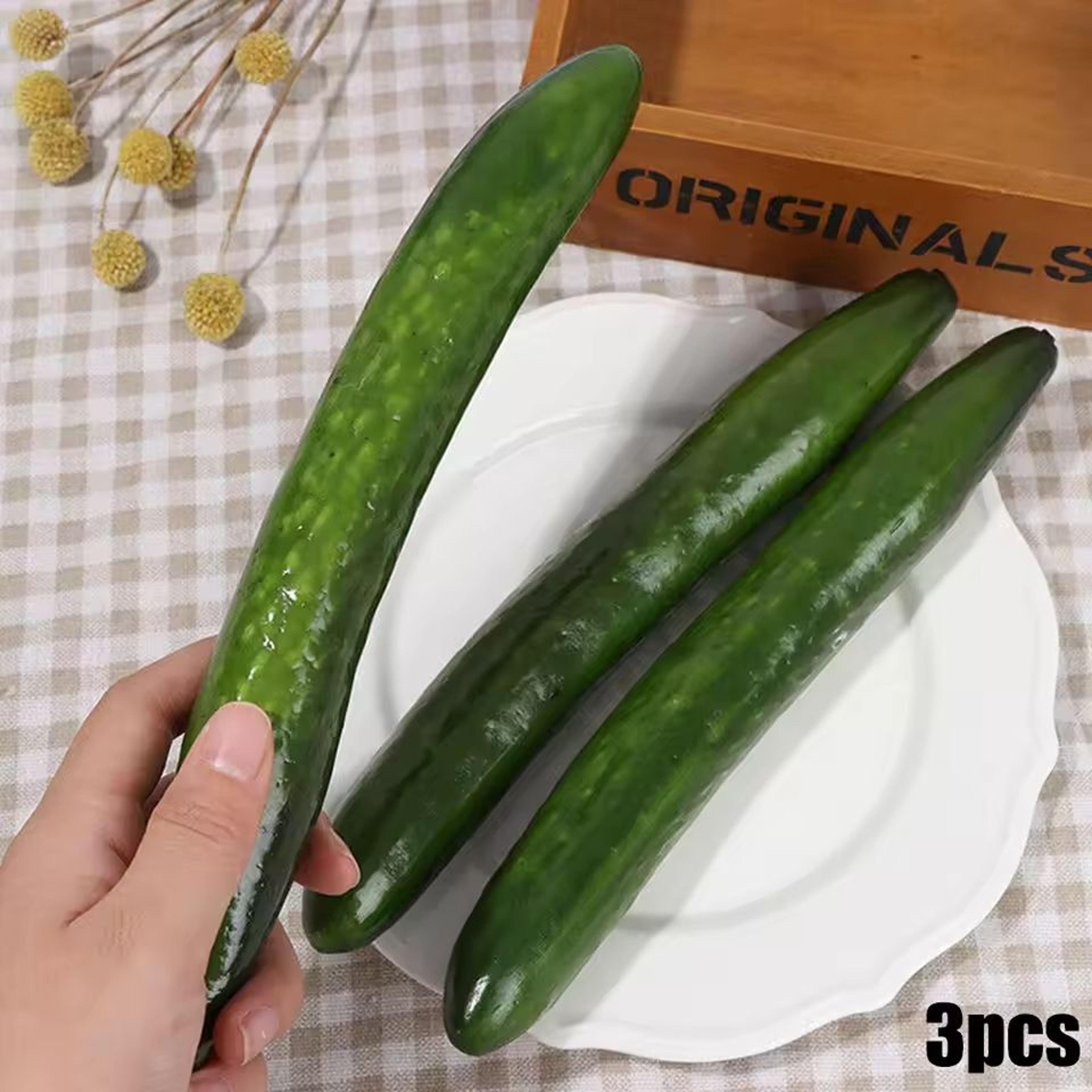 Realistic 3Piece Simulation Cucumber Set  Lifelike Artificial Vegetable Props For Home  Kitchen Dec 4