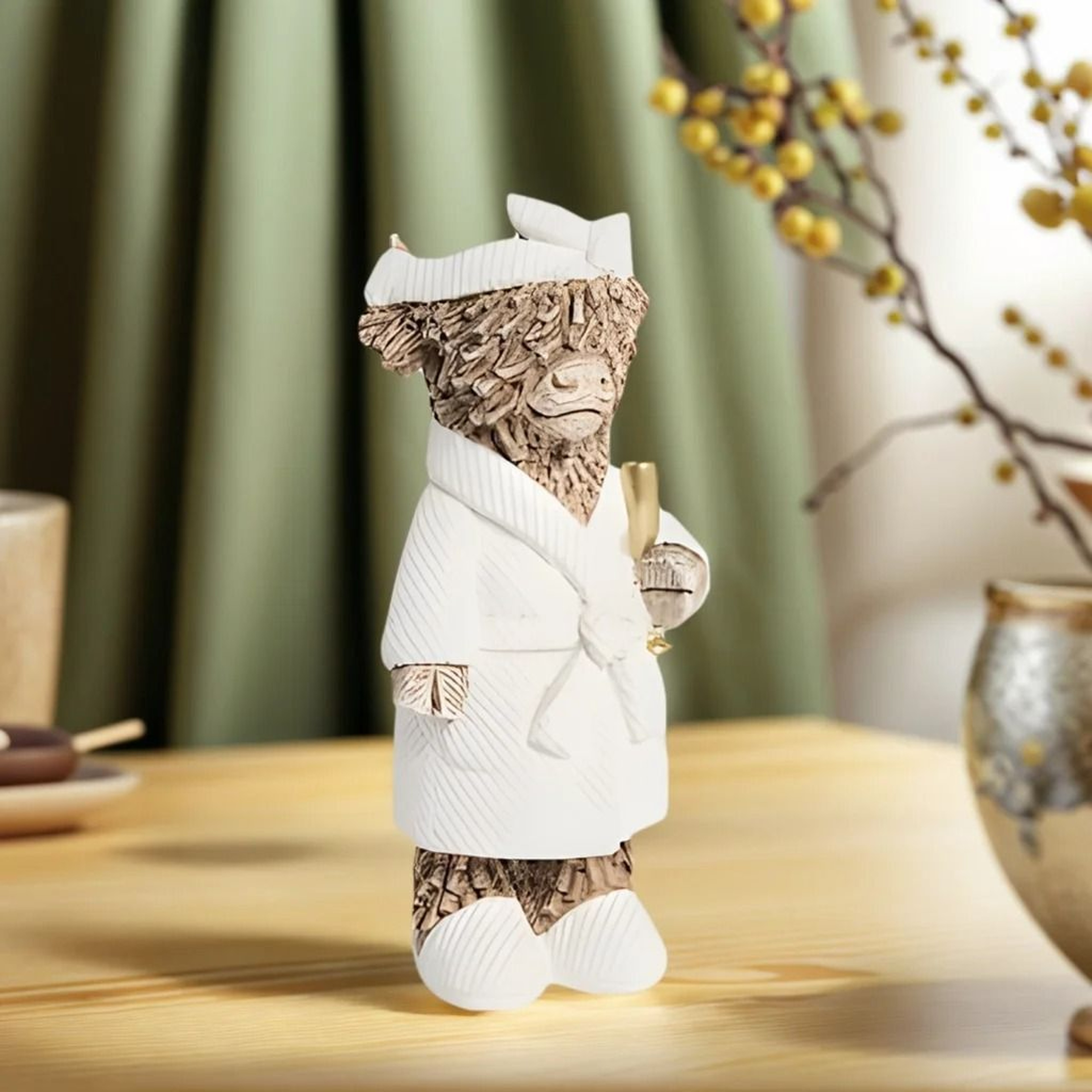 CountryStyle Highland Cow With Champagne Statue  Whimsical Resin Tabletop Decor For Thanksgiving Ch 3